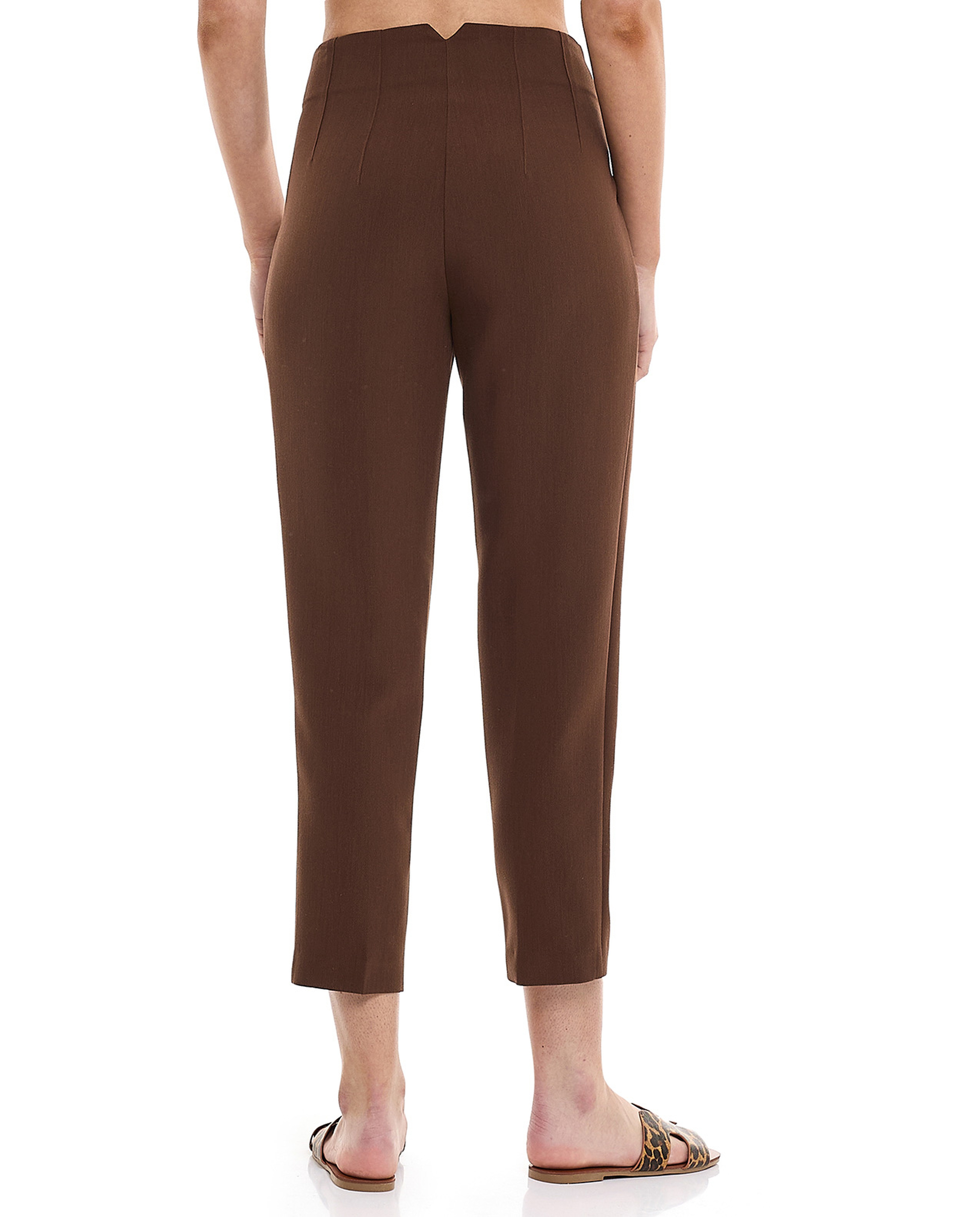 Solid Slim Fit Cropped Trousers with Button Closure