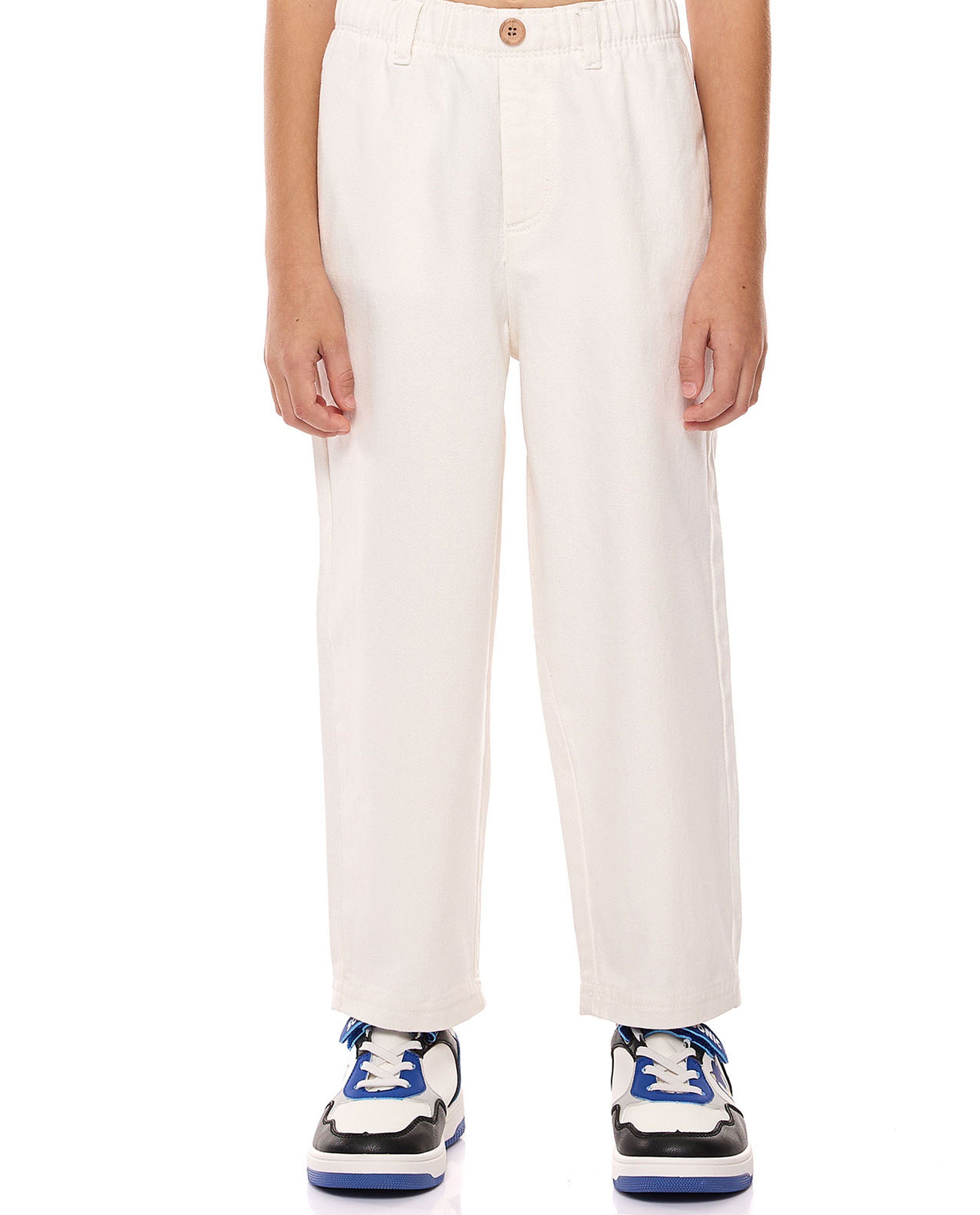 Solid Relaxed Fit Pants with Elastic Waist