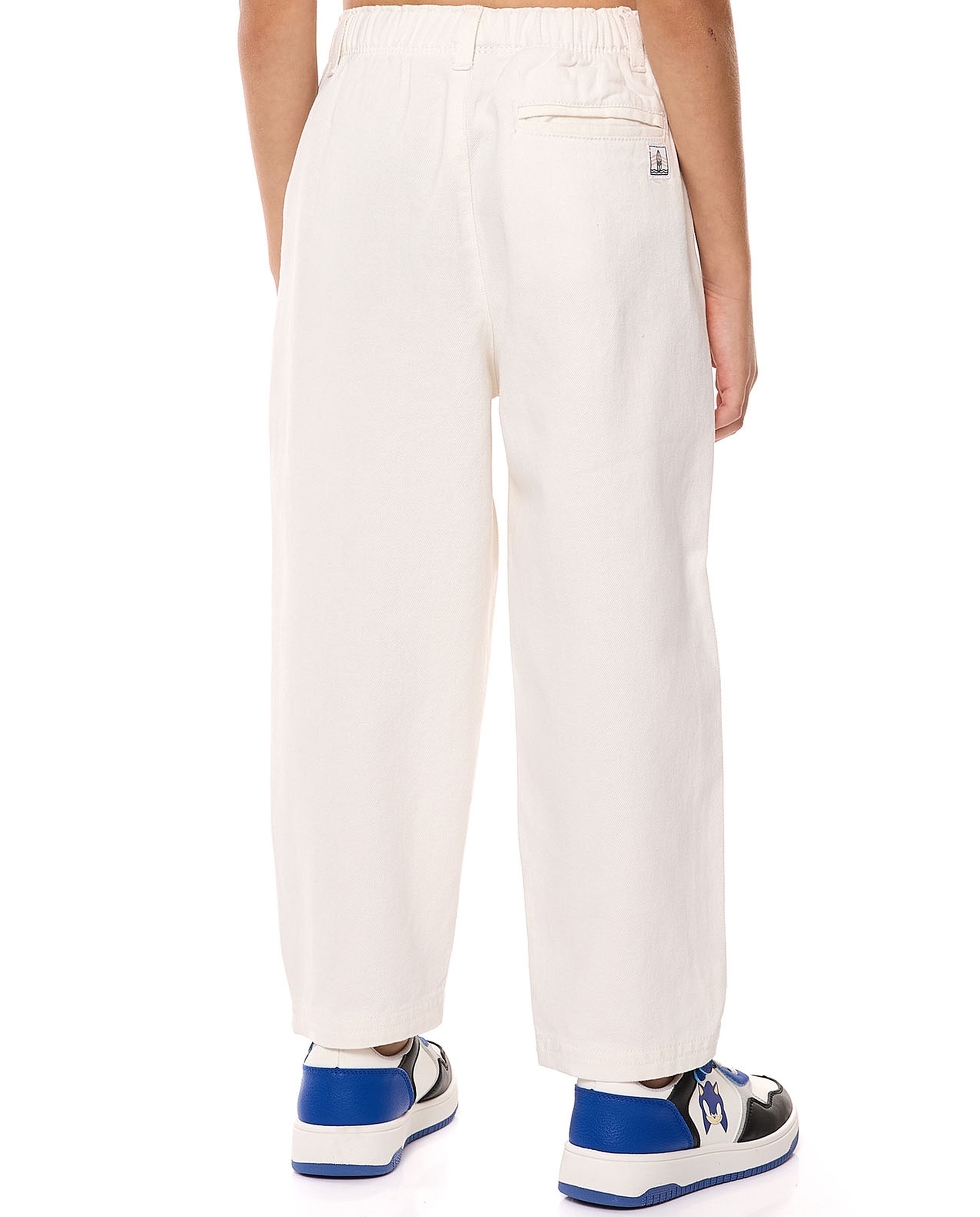 Solid Relaxed Fit Pants with Elastic Waist