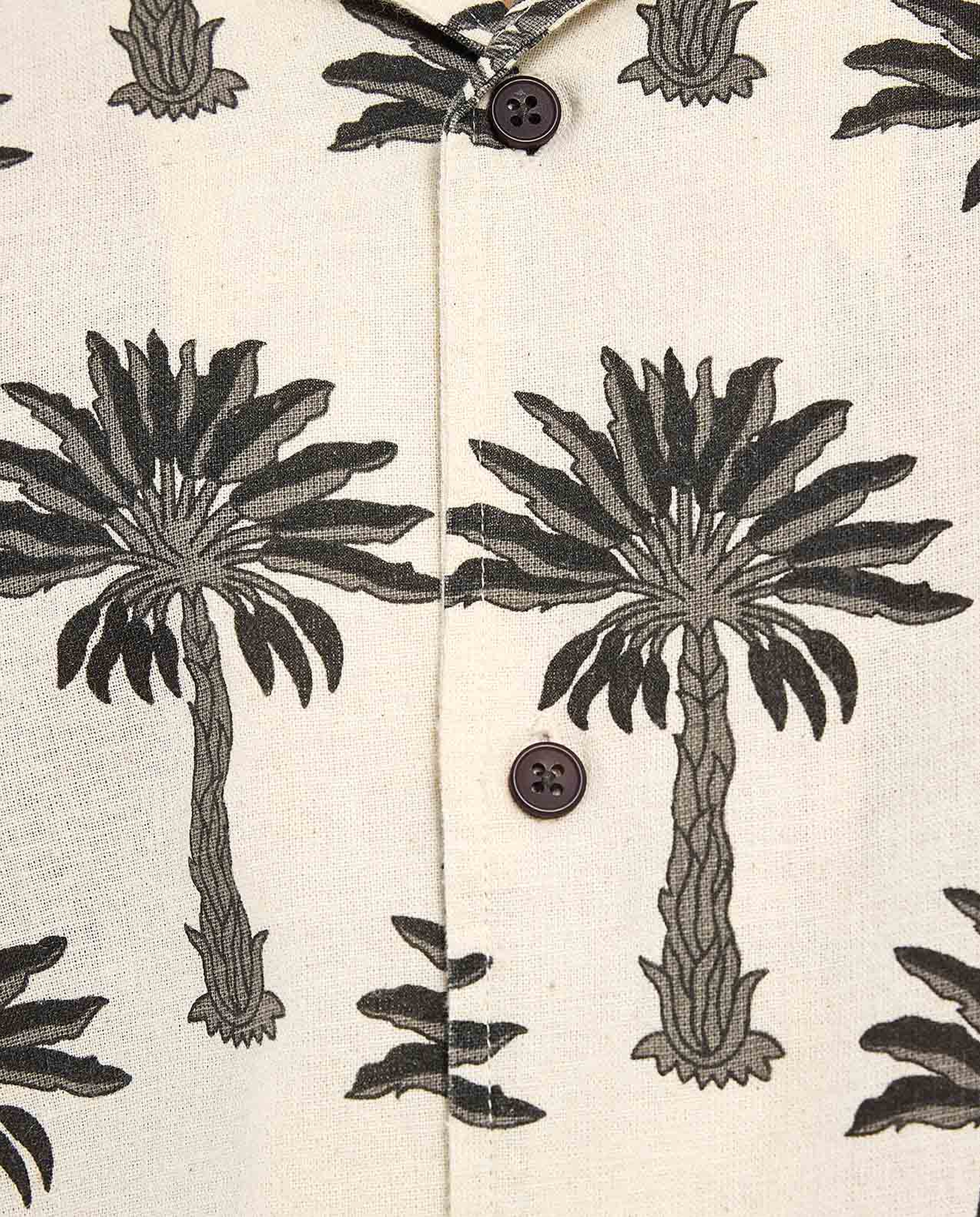 Printed Shirt with Revere Collar and Short Sleeves