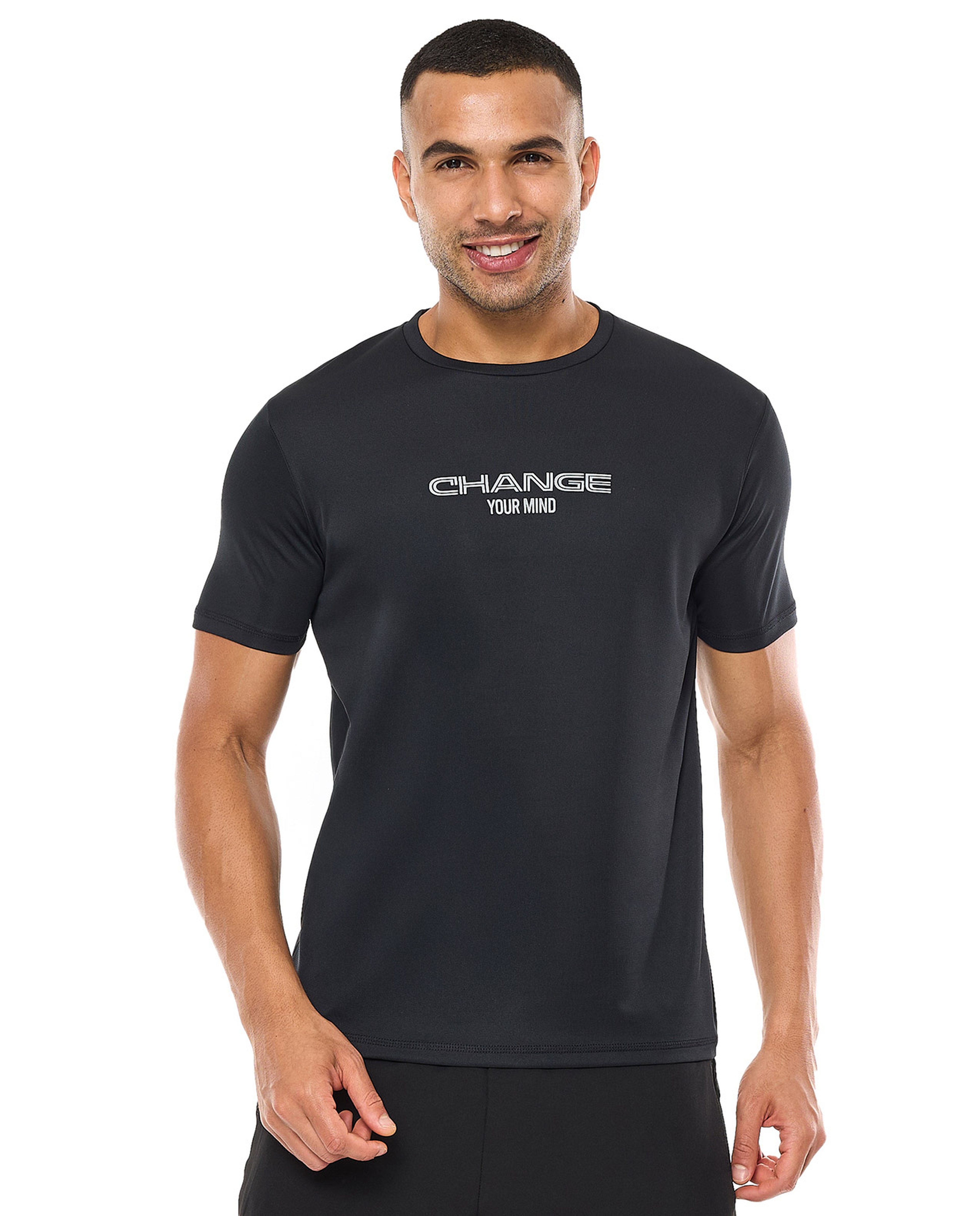 Printed Active T-Shirt with Crew Neck and Short Sleeves