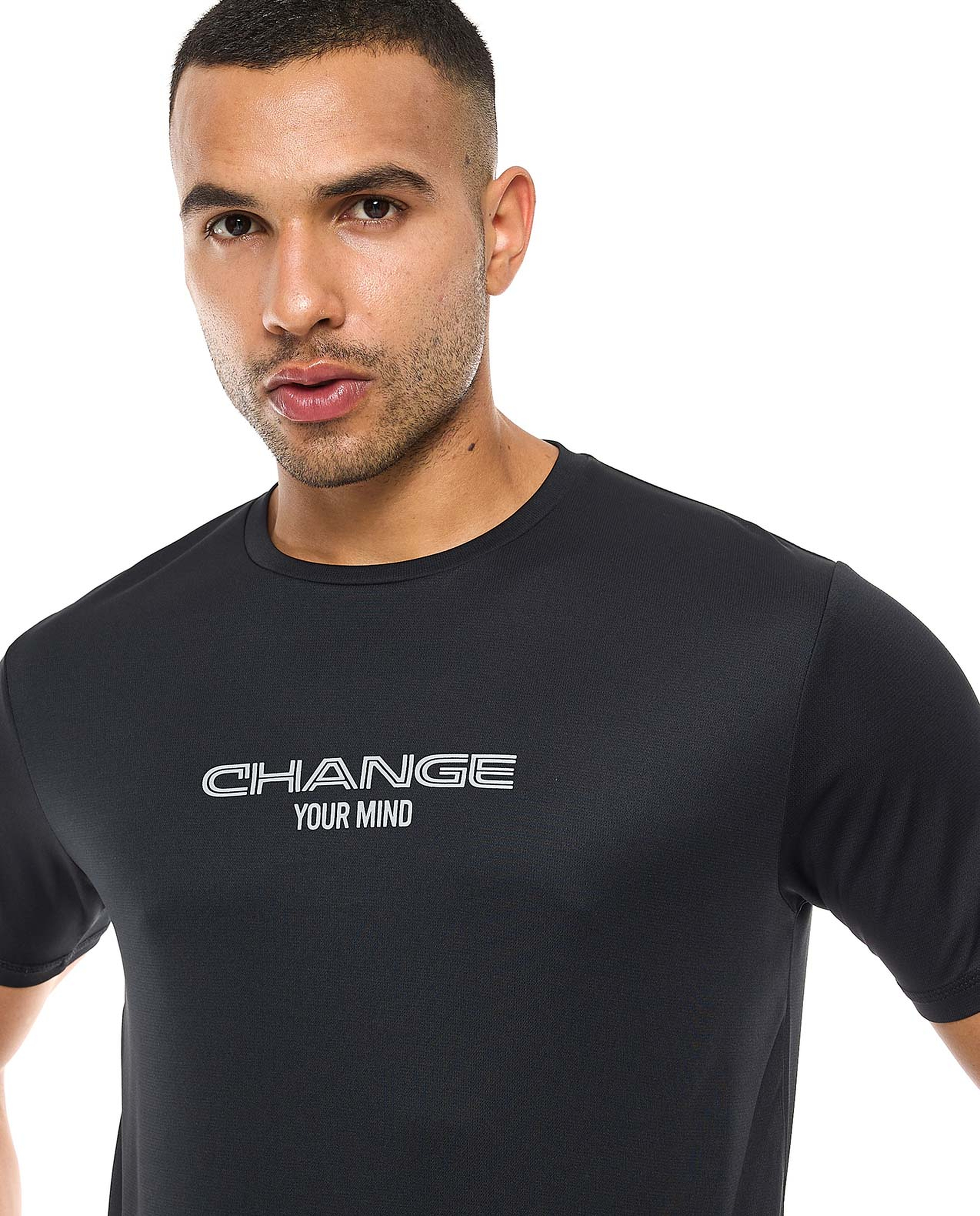 Printed Active T-Shirt with Crew Neck and Short Sleeves