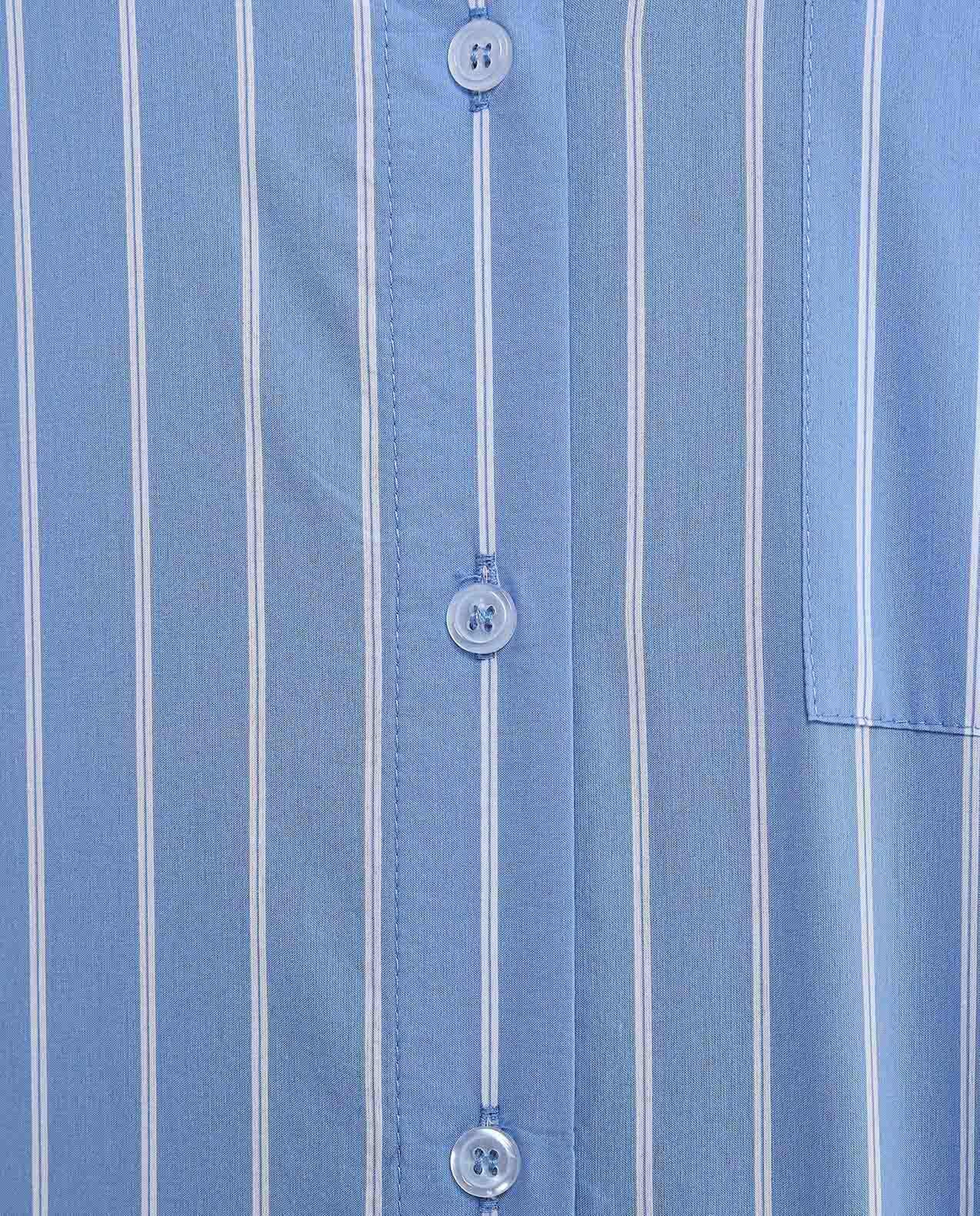 Striped Tunic with Classic Collar and Long Sleeves