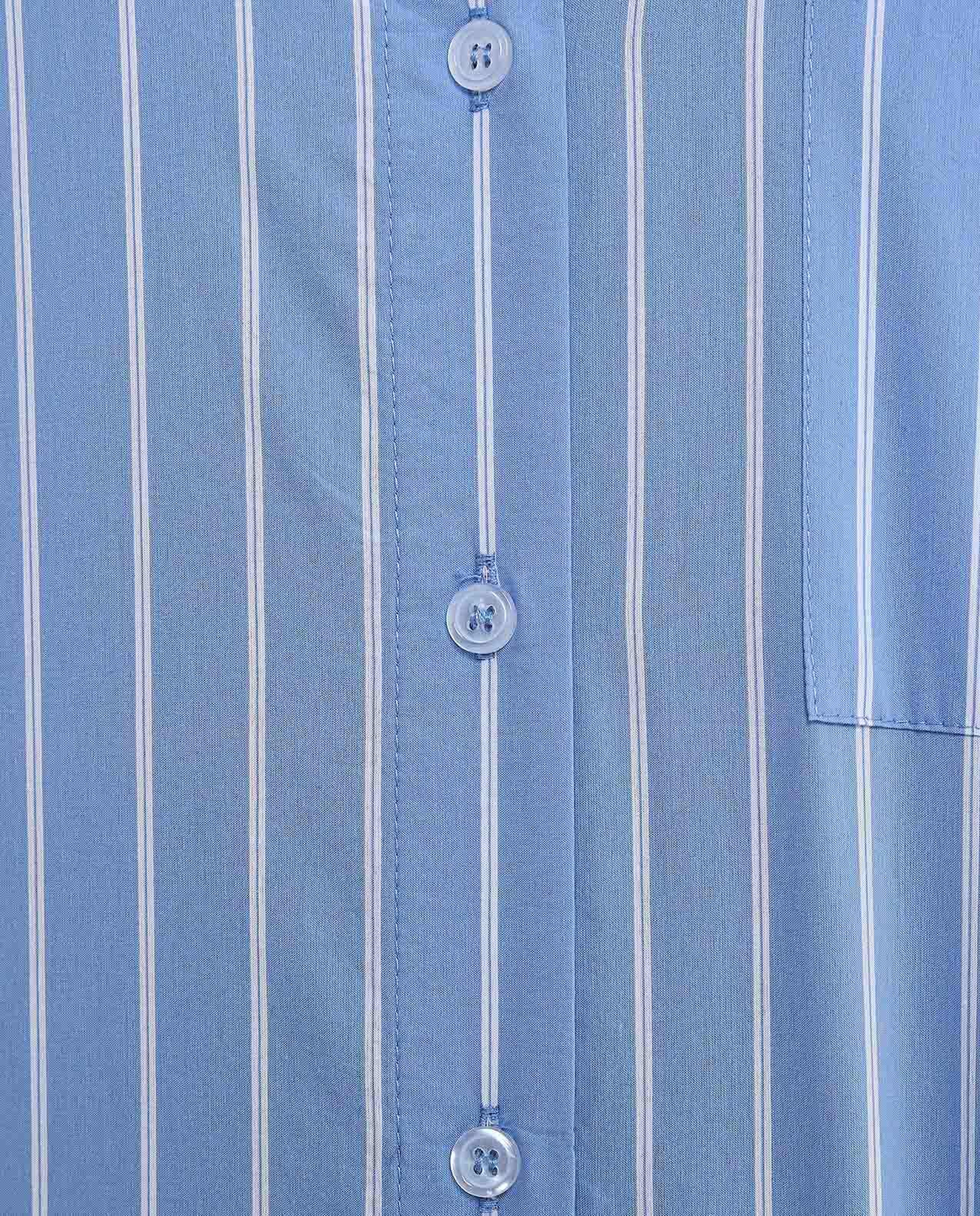 Striped Tunic with Classic Collar and Long Sleeves