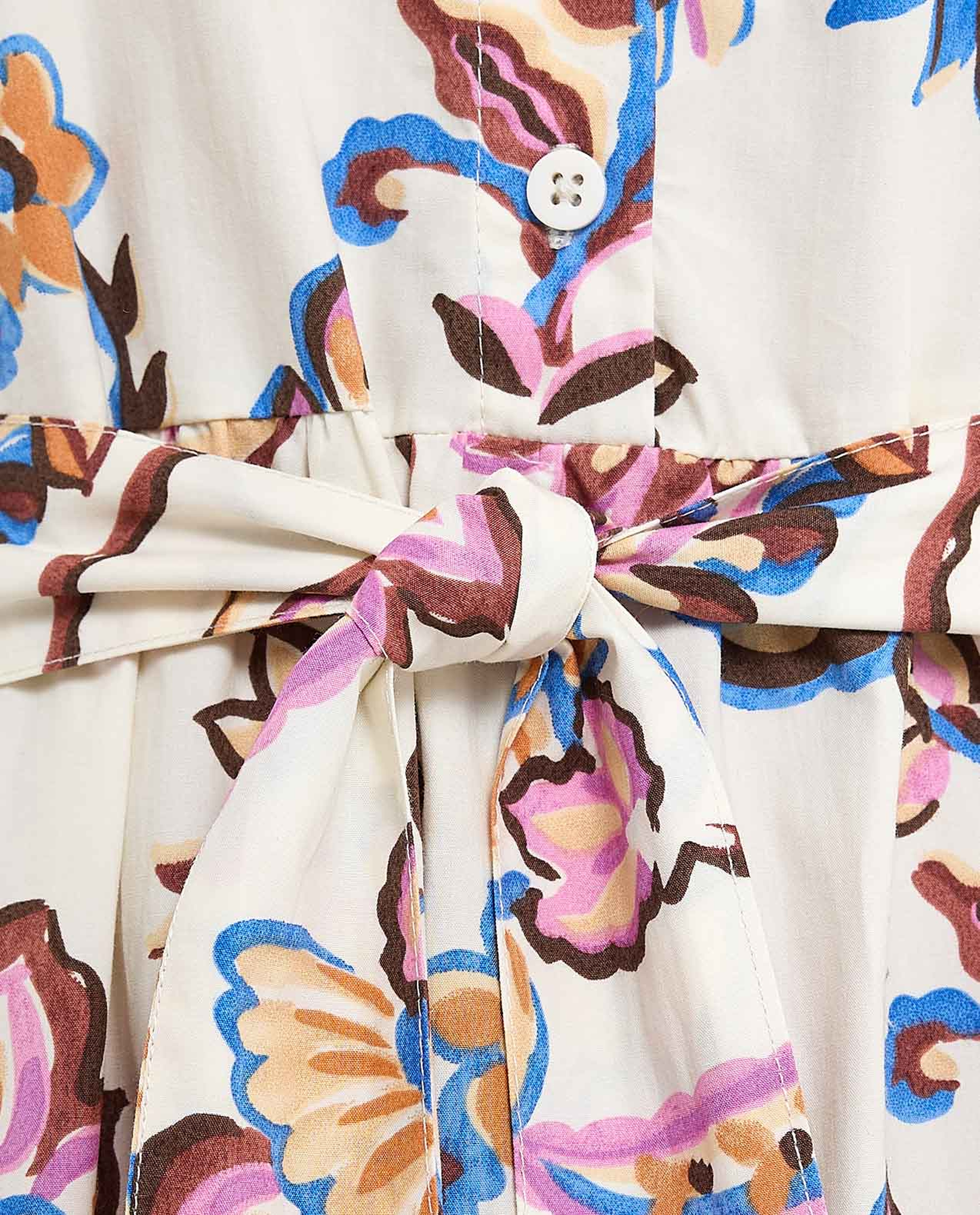 Printed Shirt Dress with Classic Collar and Short Sleeves