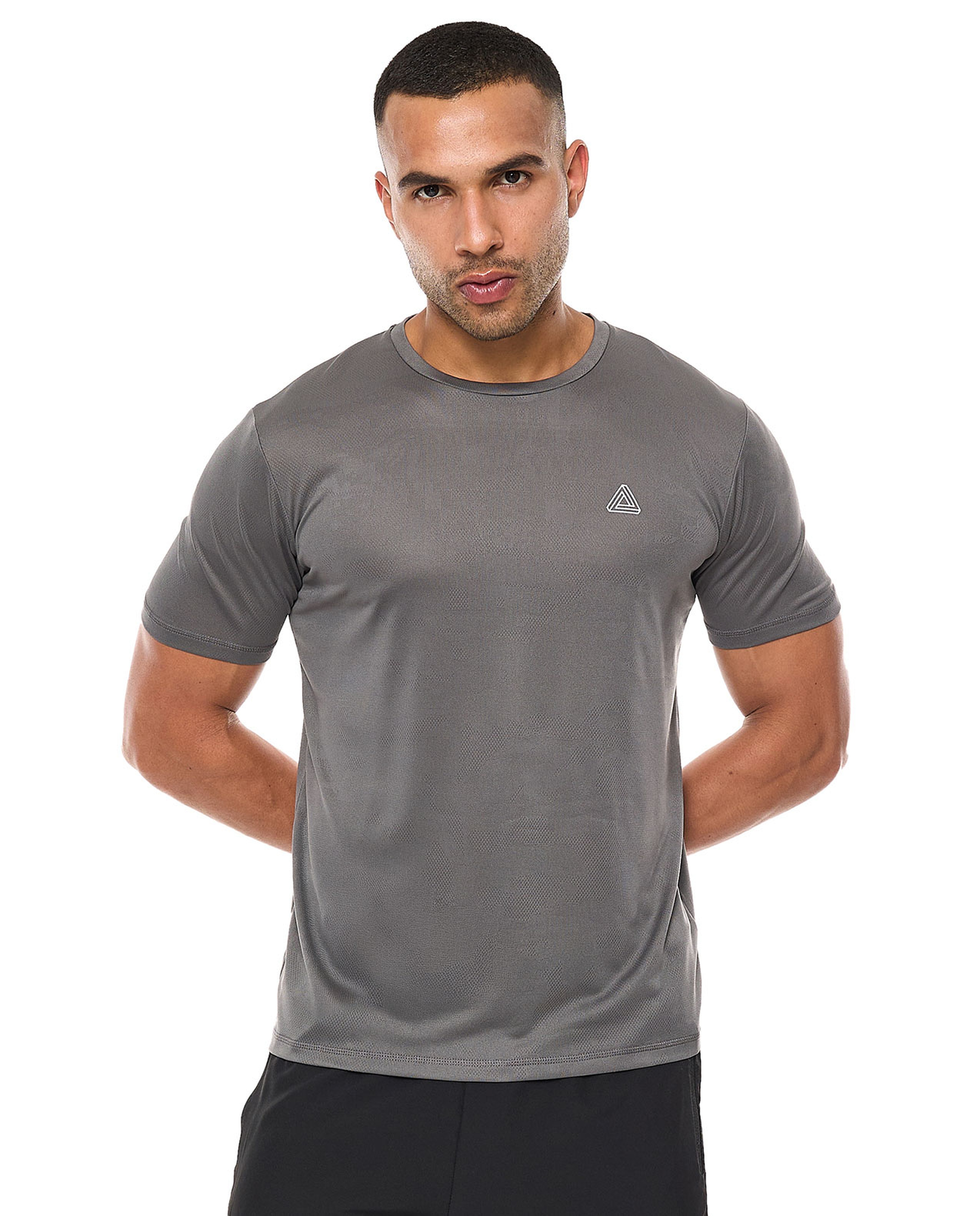 Logo Detail Active T-Shirt with Crew Neck and Short Sleeves