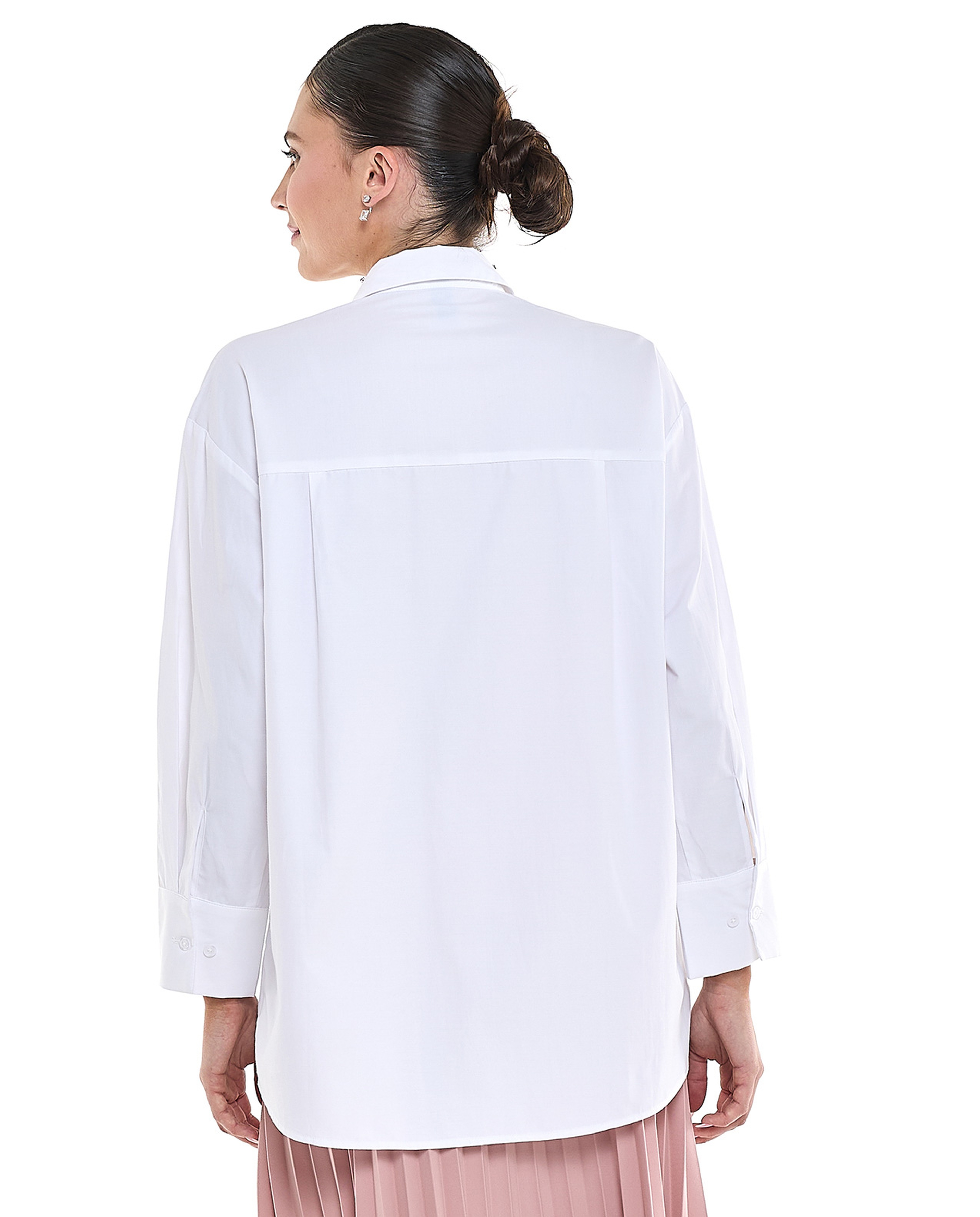 Embellished Tunic with Classic Collar and Long Sleeves