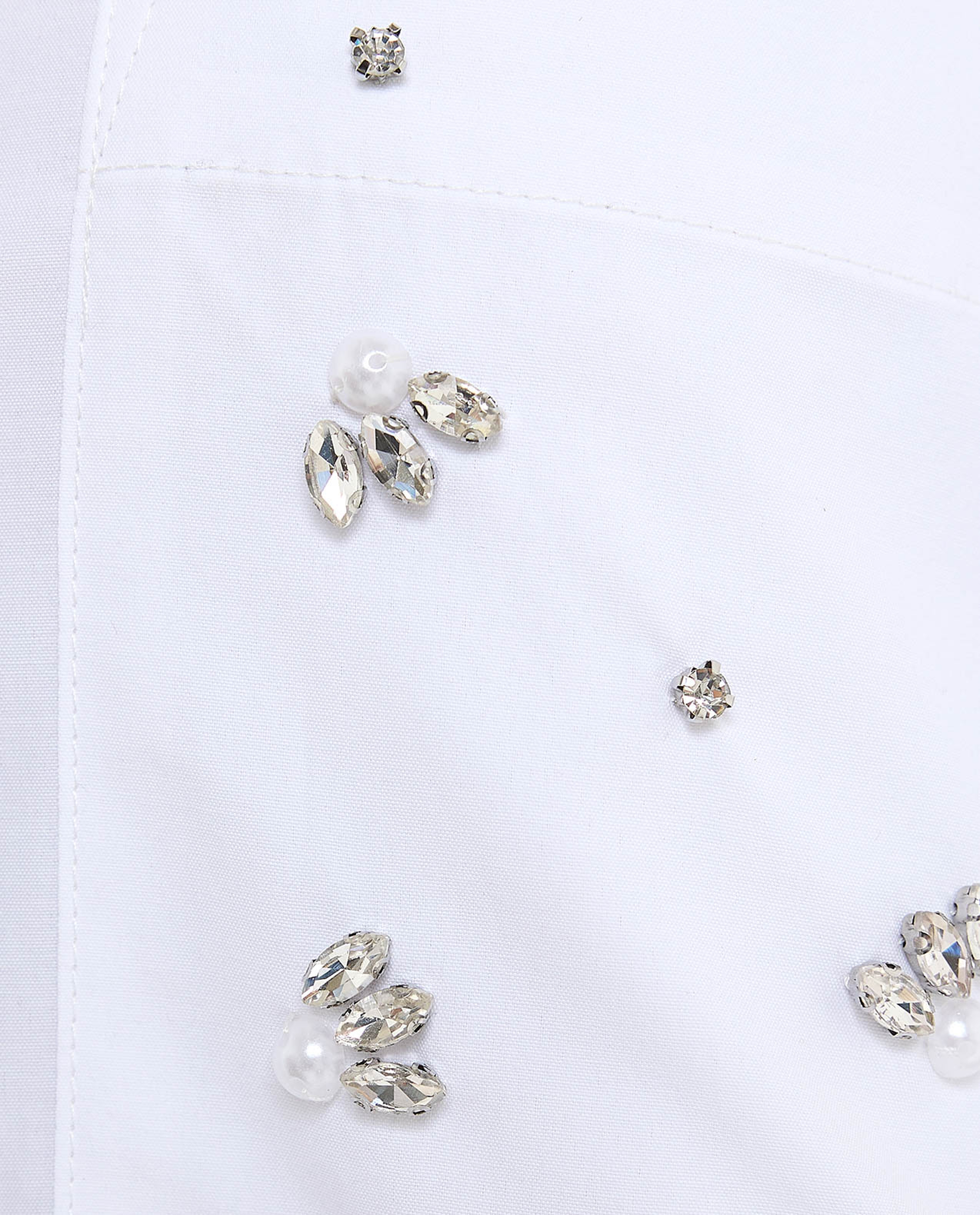 Embellished Tunic with Classic Collar and Long Sleeves