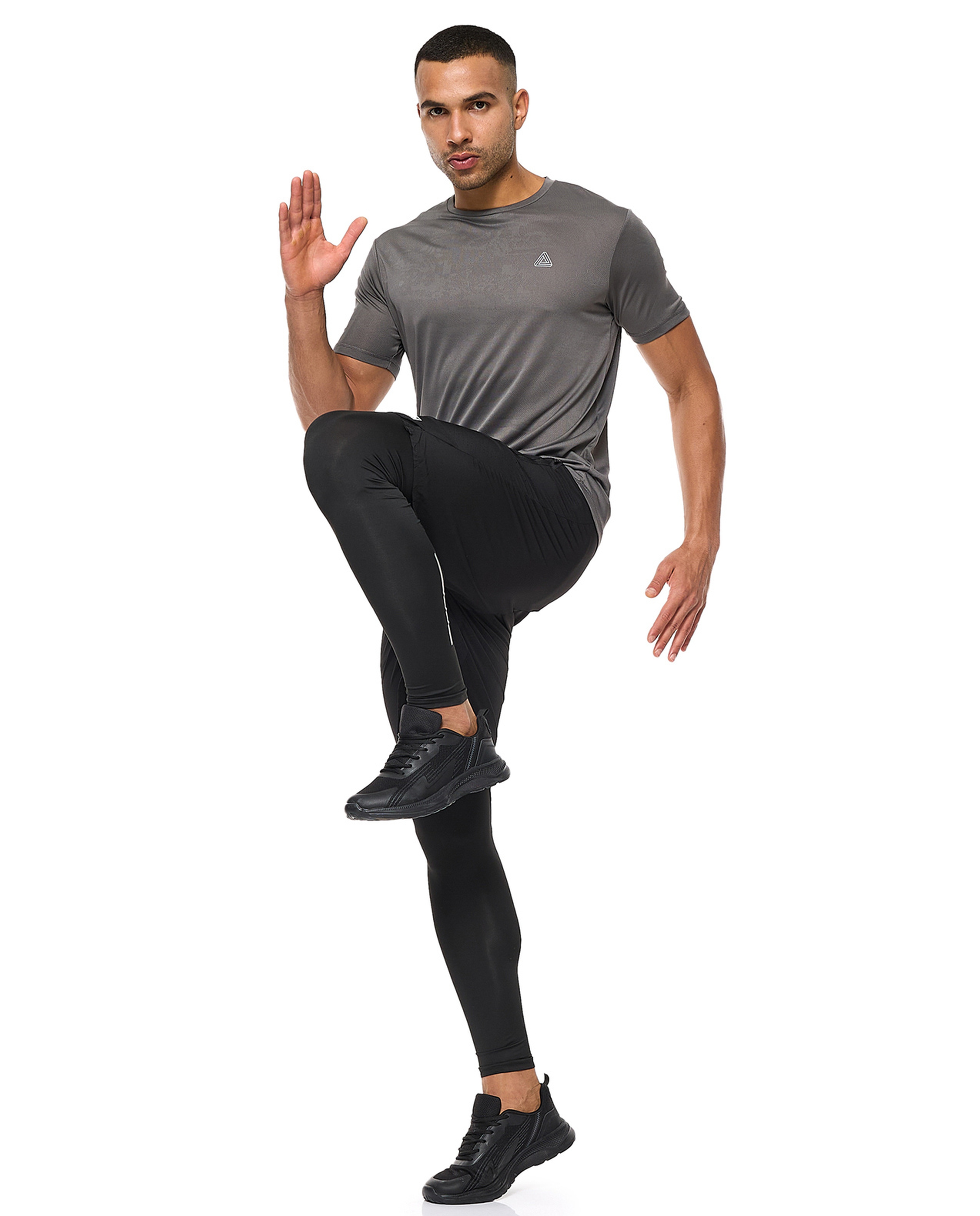 Logo Detail Active T-Shirt with Crew Neck and Short Sleeves