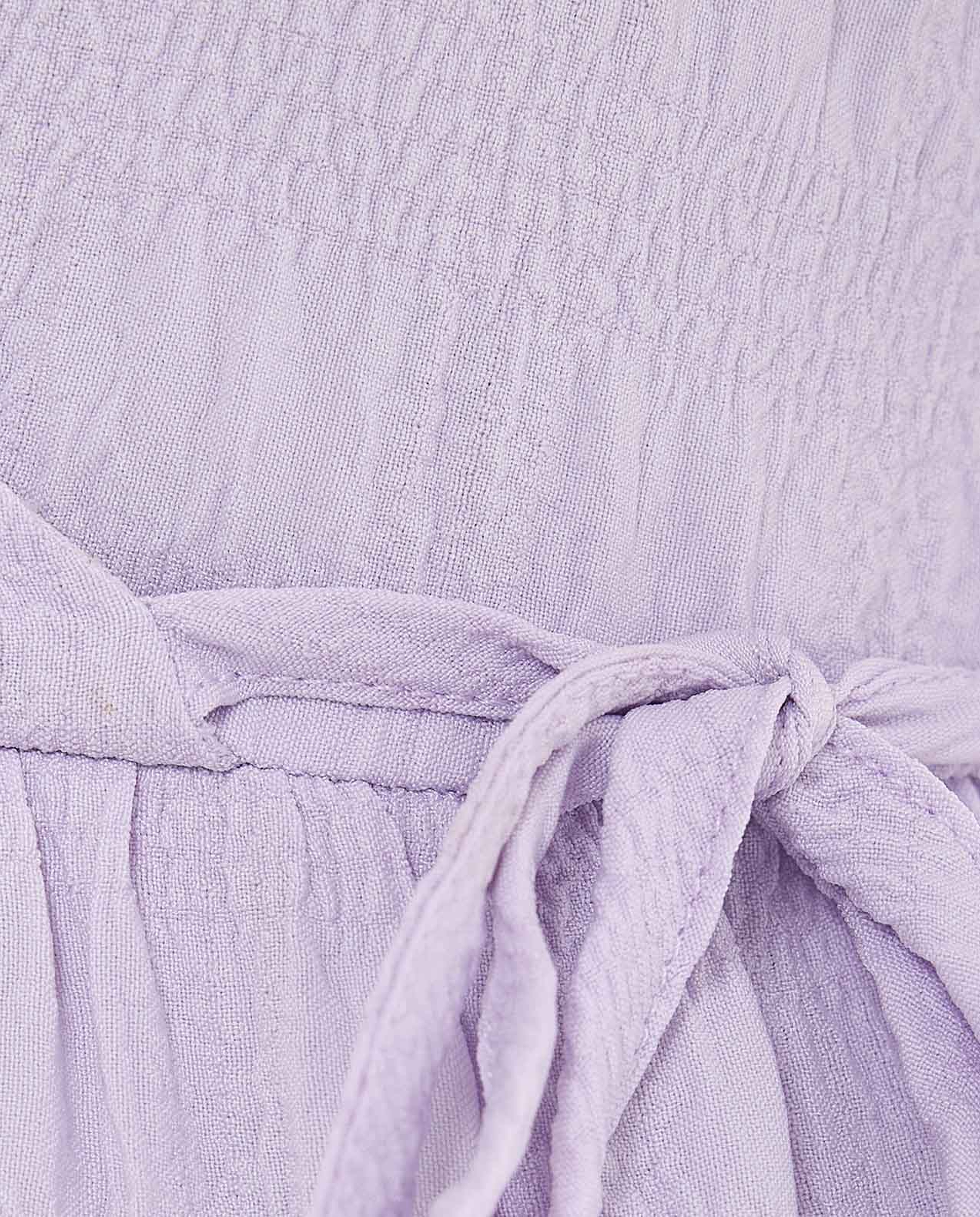 Textured Tiered Dress with V-Neck and Puff Sleeves