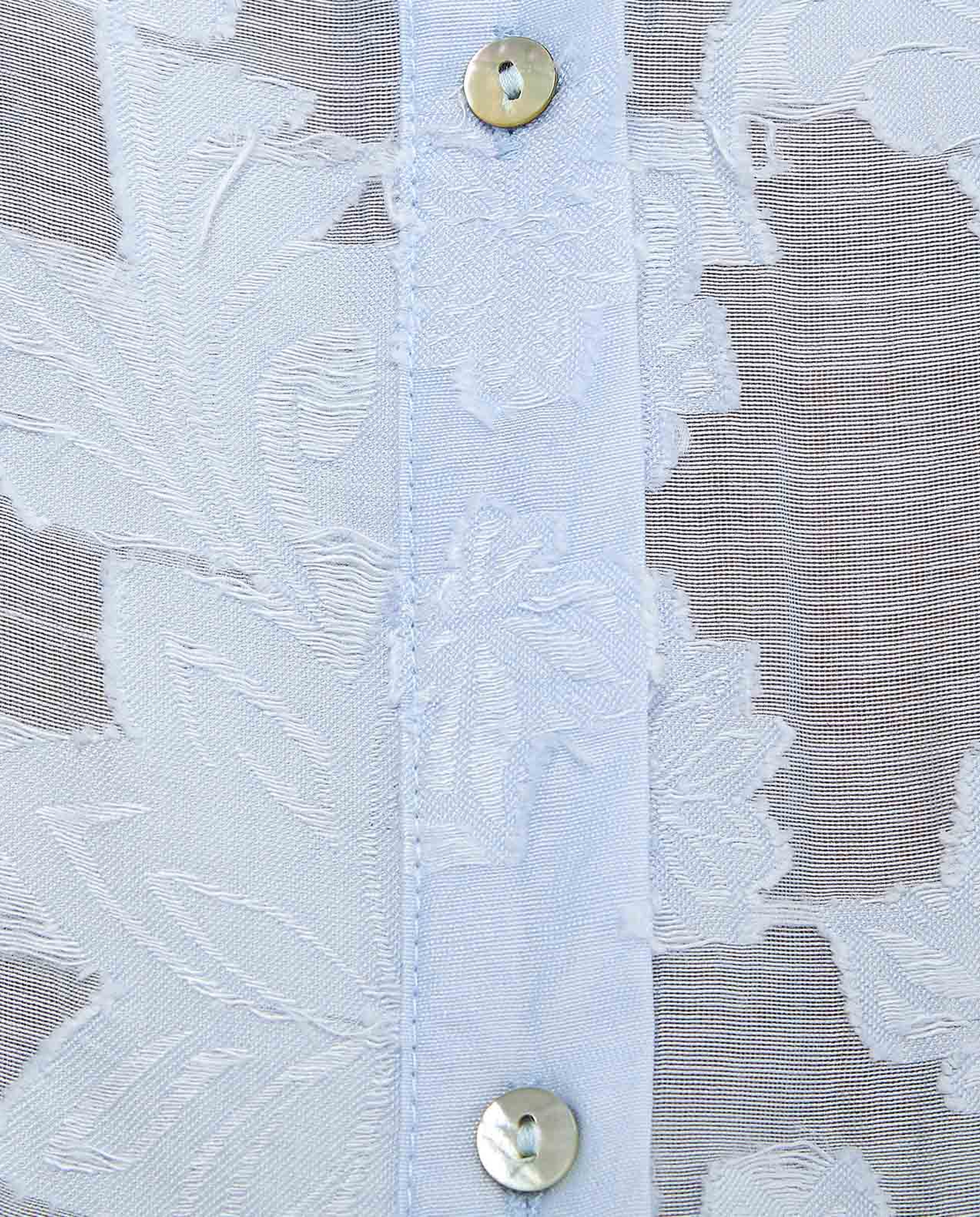 Jacquard Shirt with Stand Collar and Long Sleeves