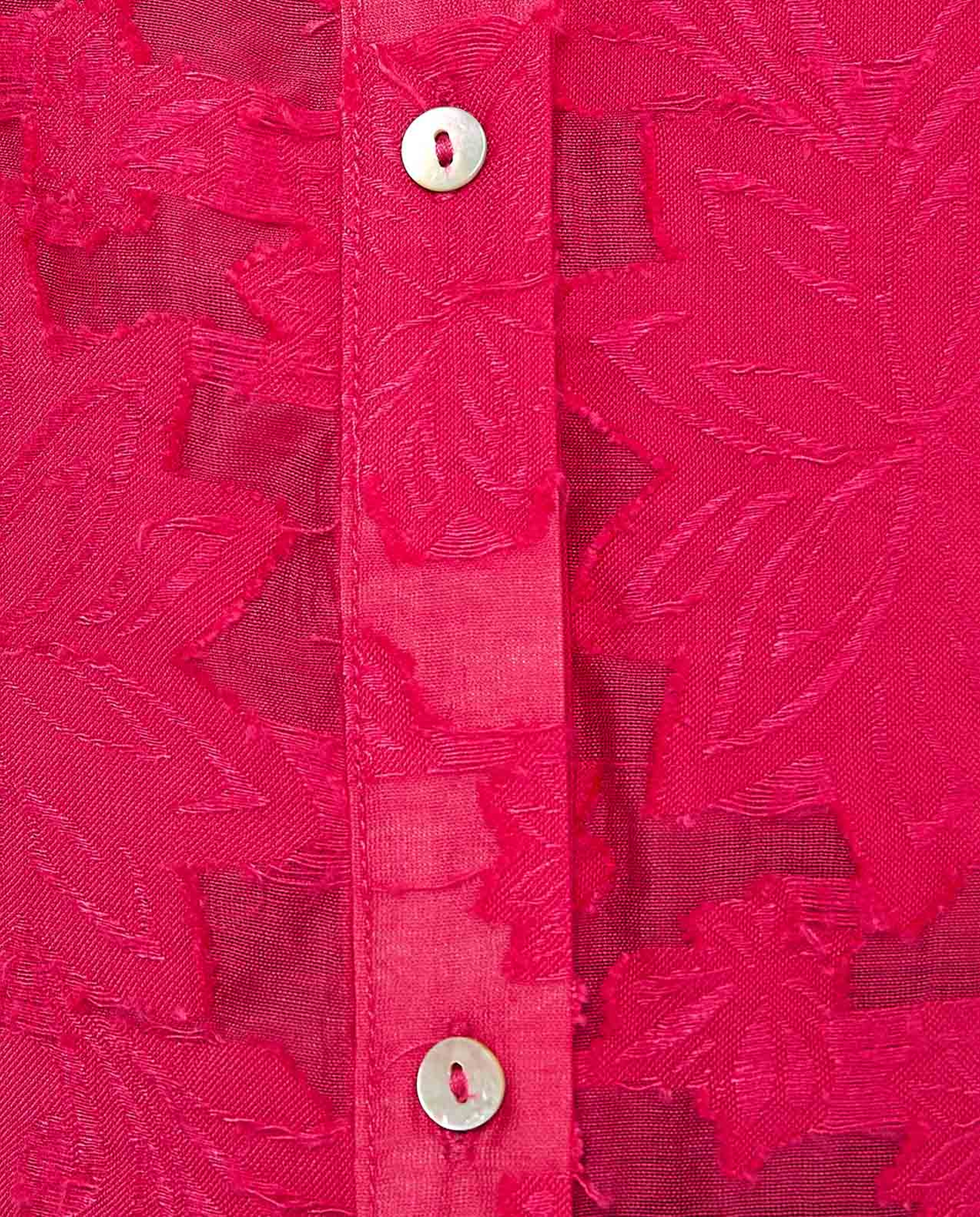 Jacquard Shirt with Stand Collar and Long Sleeves