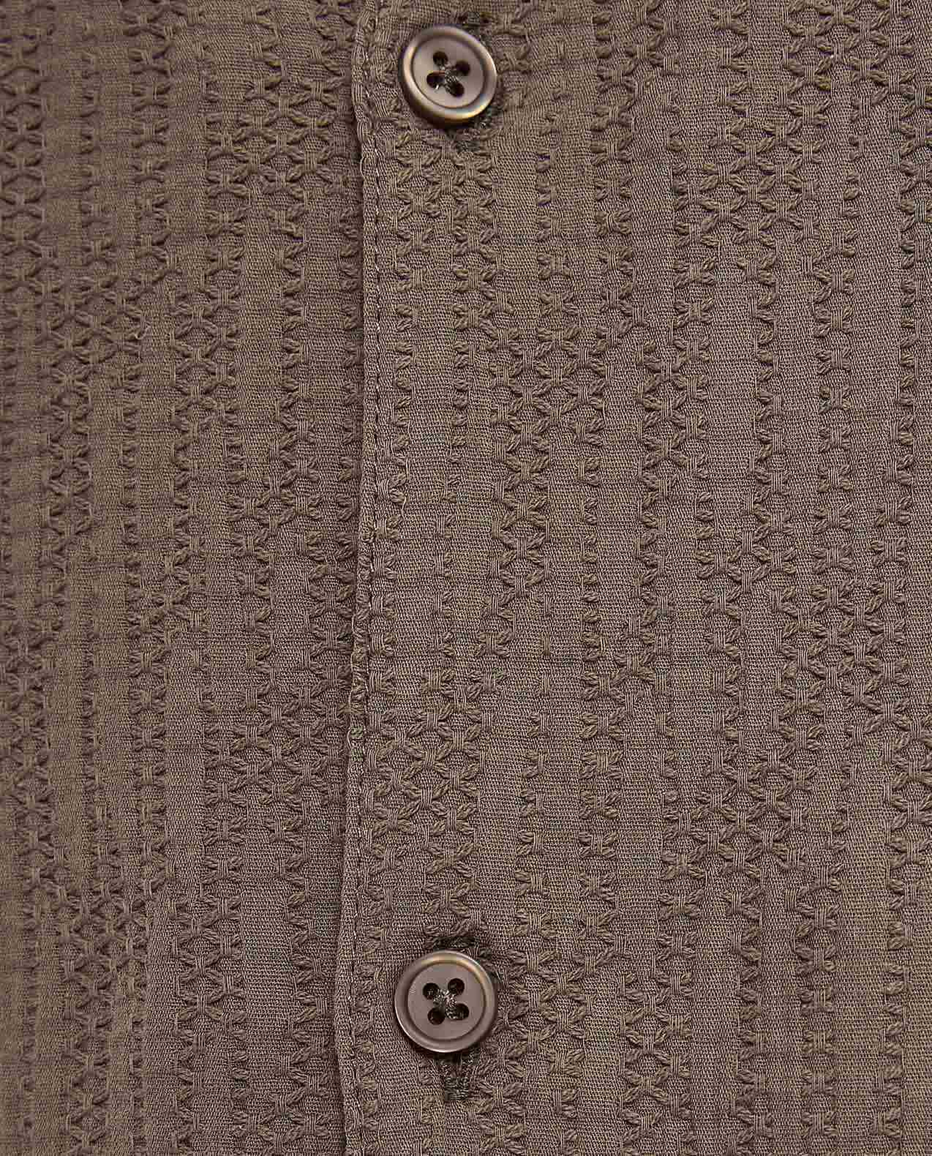 Textured Shirt with Revere Collar and Short Sleeves