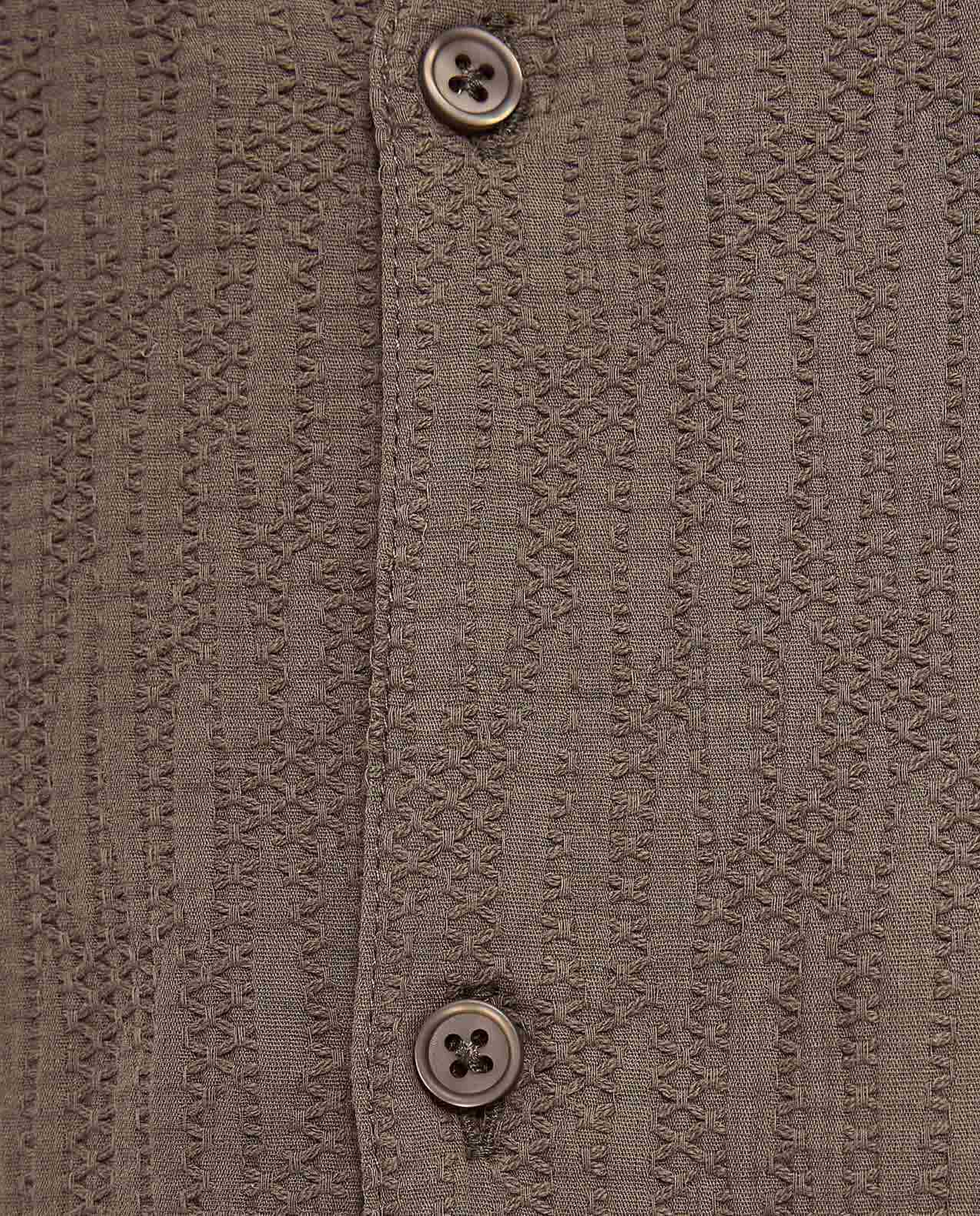 Textured Shirt with Revere Collar and Short Sleeves