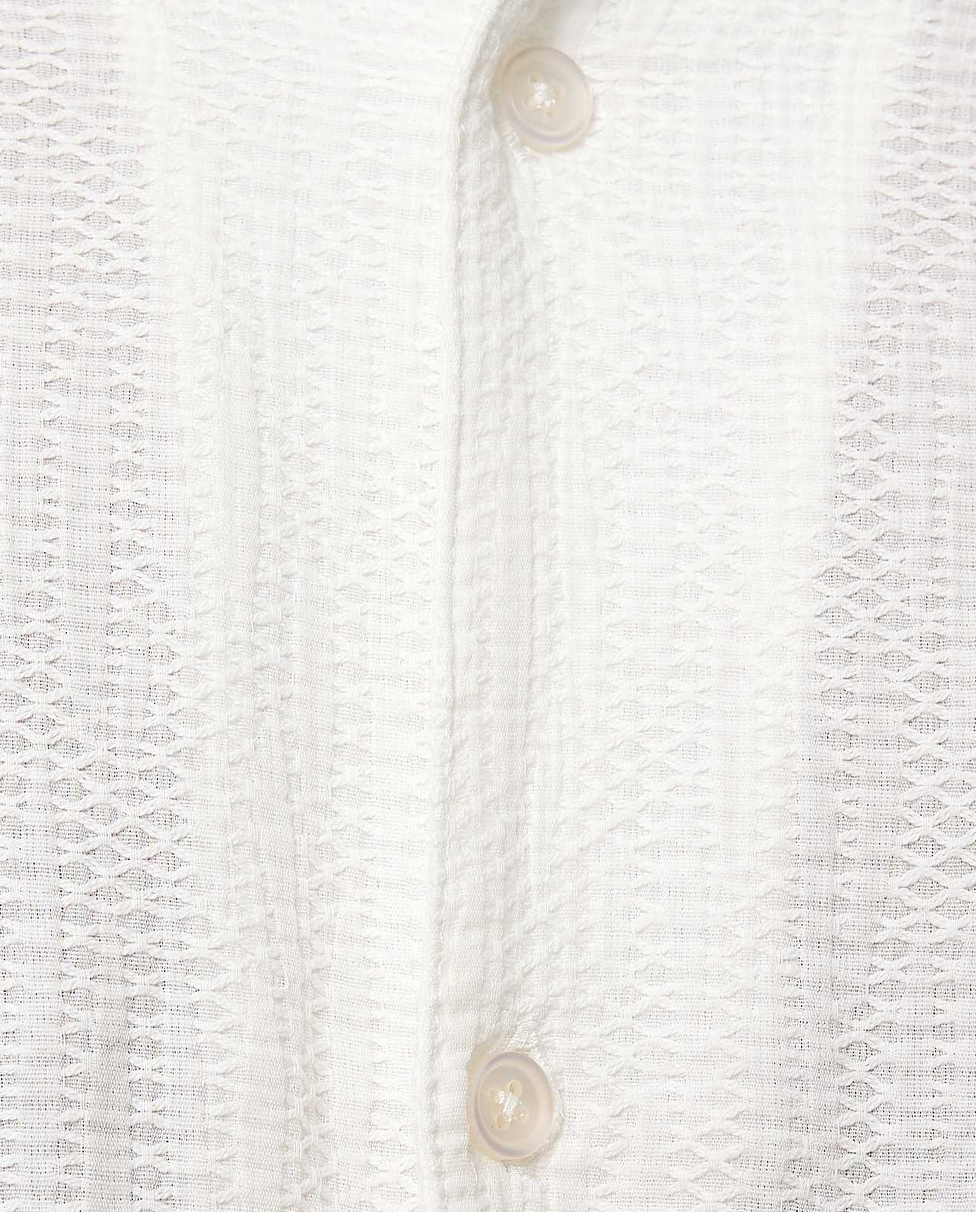 Textured Shirt with Revere Collar and Short Sleeves