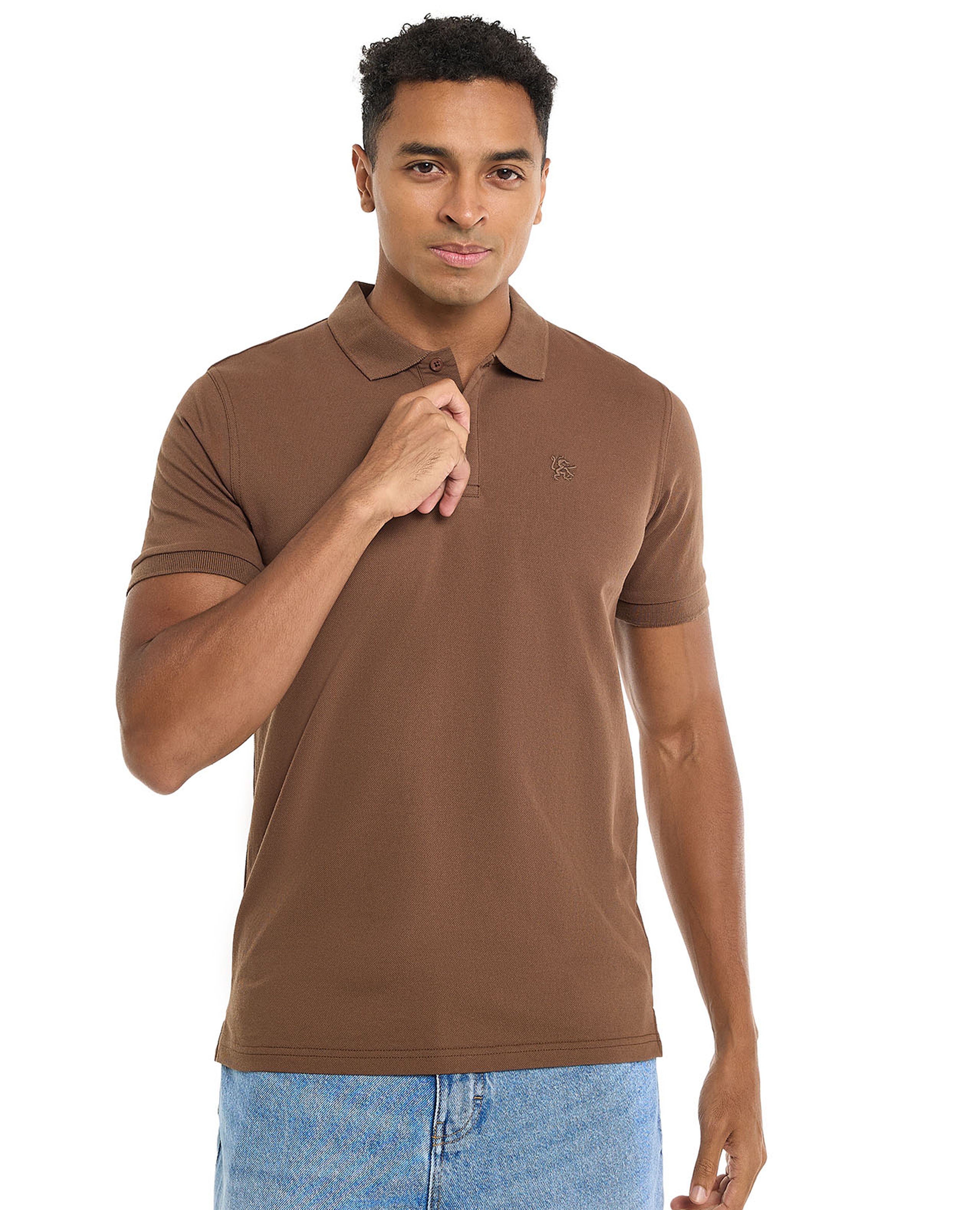 Solid Polo T-Shirt with Short Sleeves