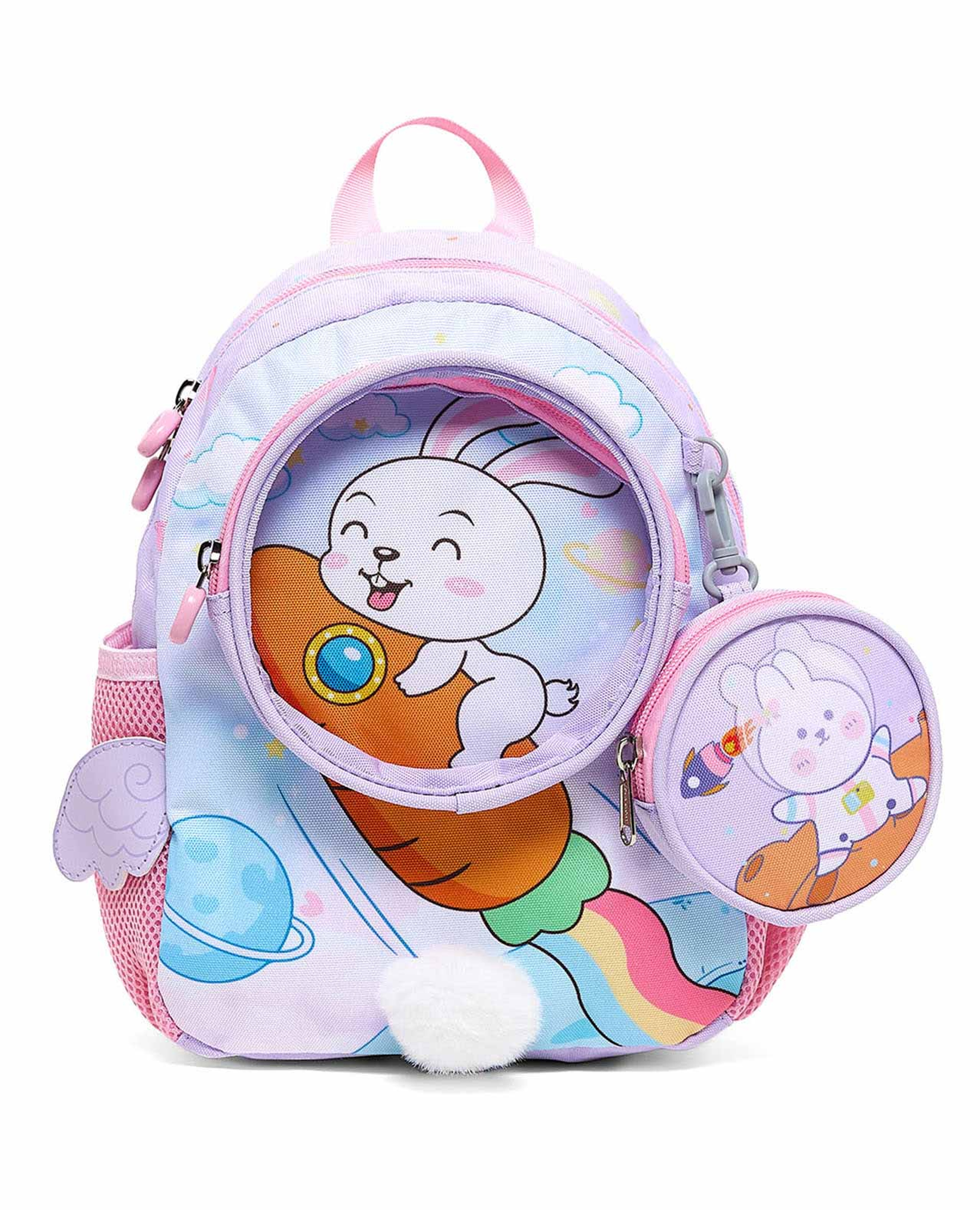 Printed Backpack With Pouch