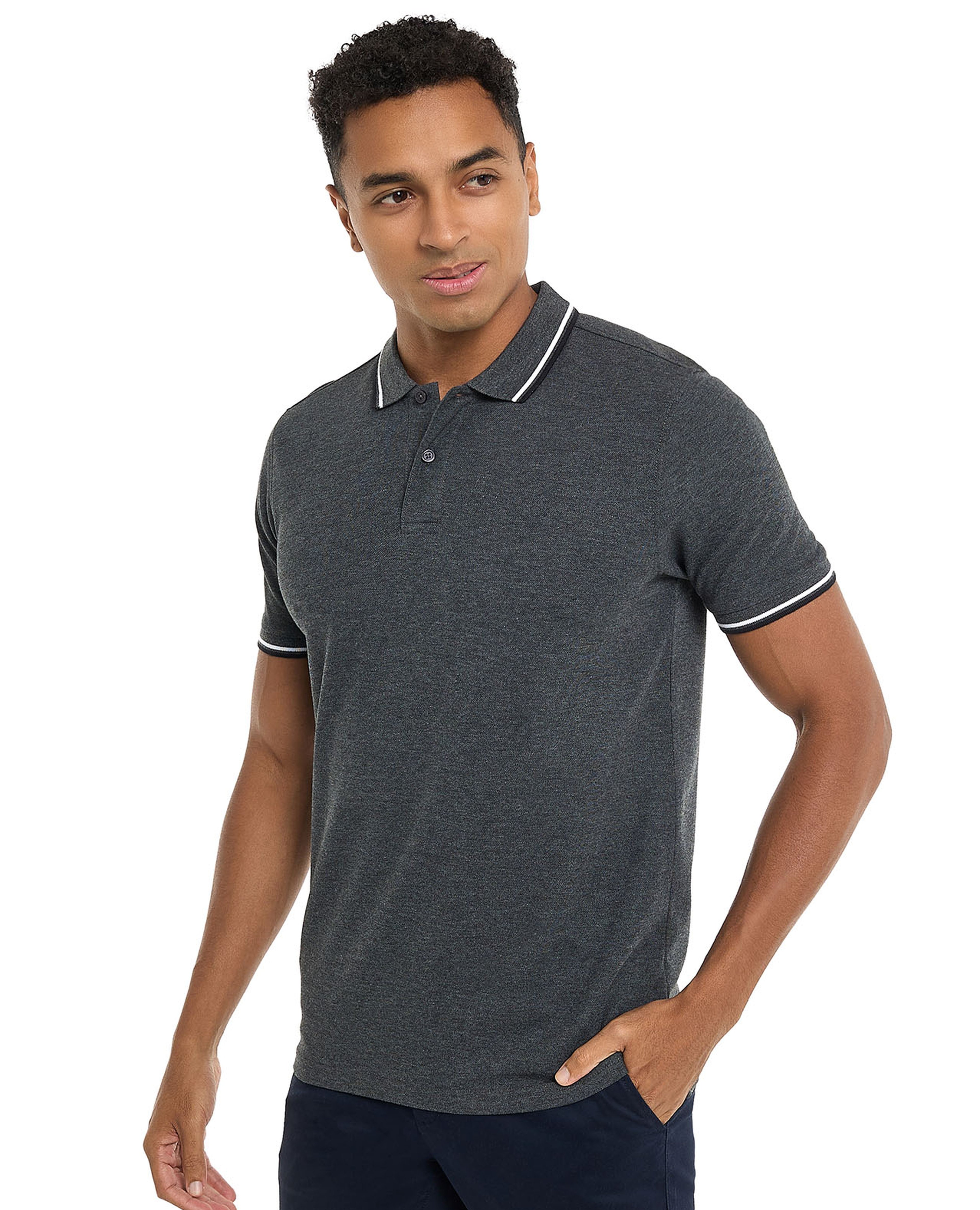 Contrast Tipping Polo T-Shirt with Short Sleeves
