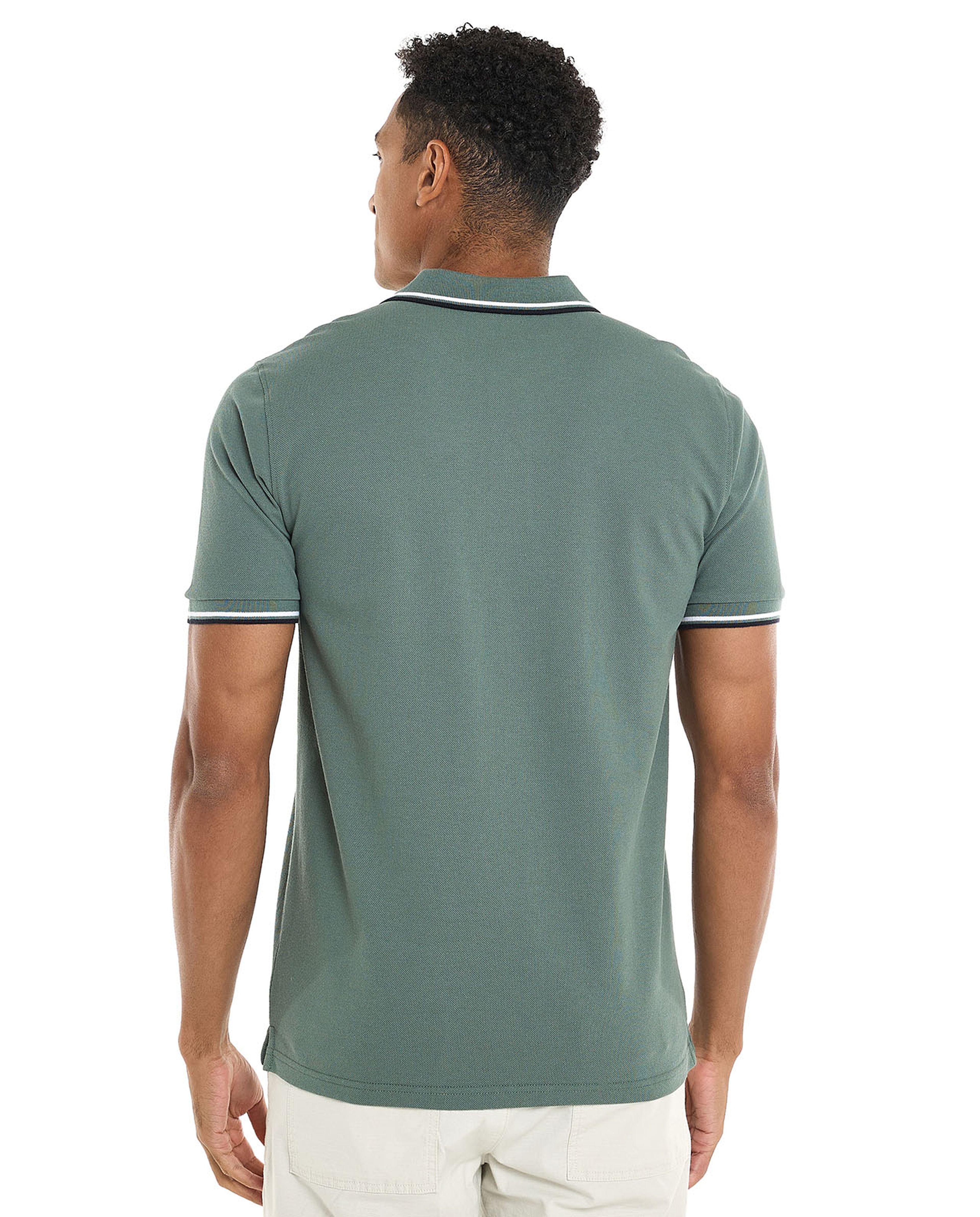 Contrast Tipping Polo T-Shirt with Short Sleeves