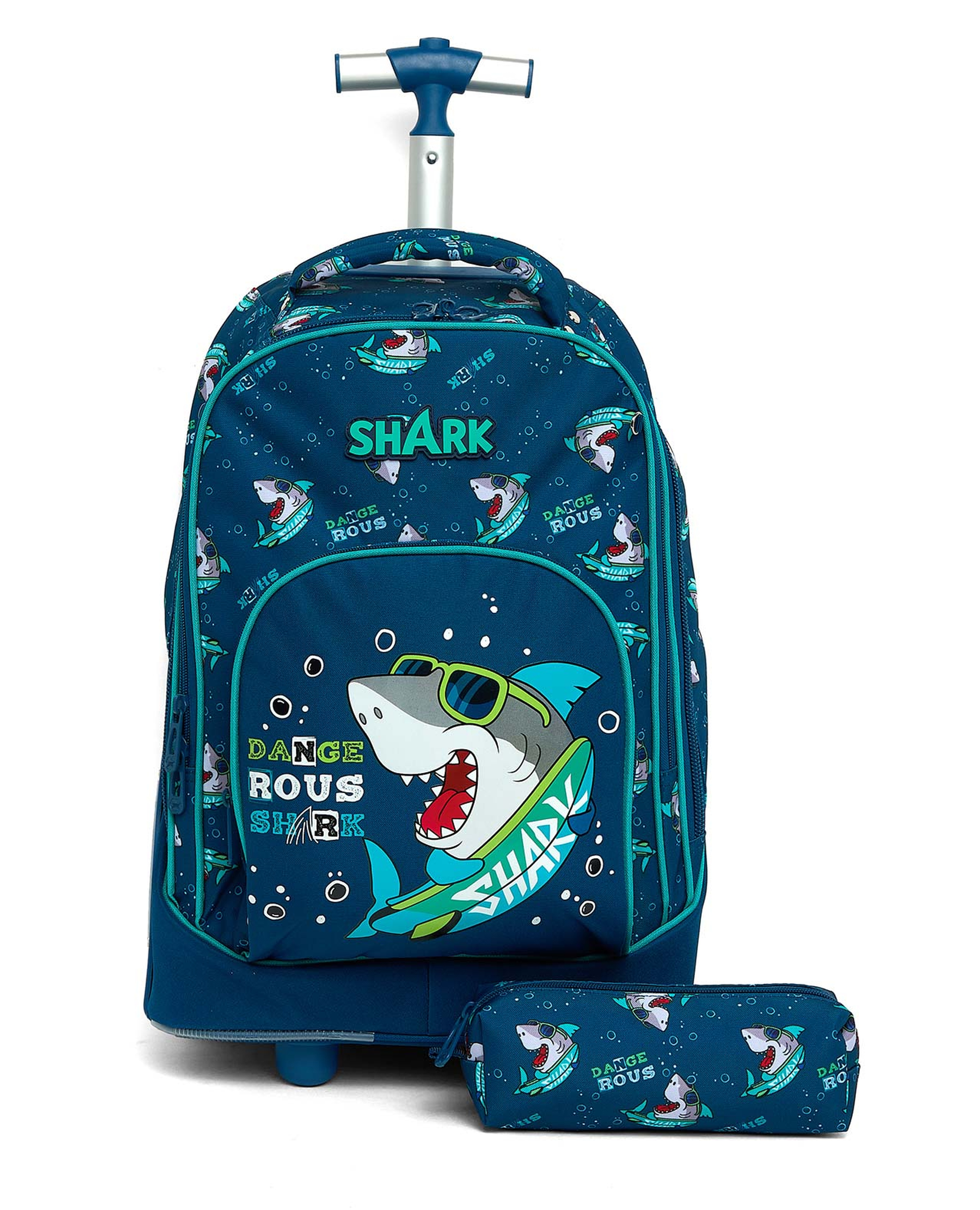 حقيبة ظهر بعجلات بطبعة مع مقلمة