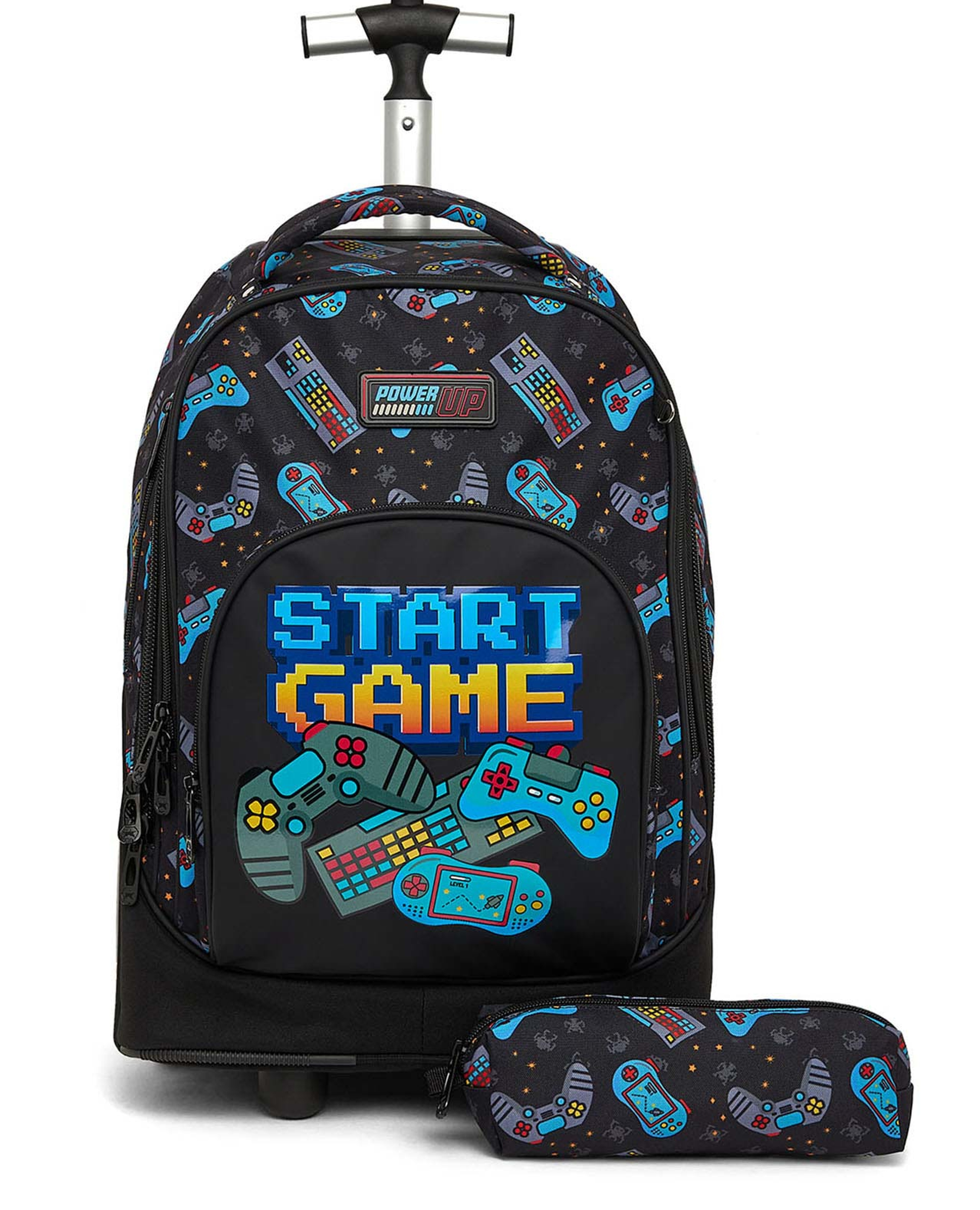 حقيبة ظهر بعجلات بطبعة مع مقلمة