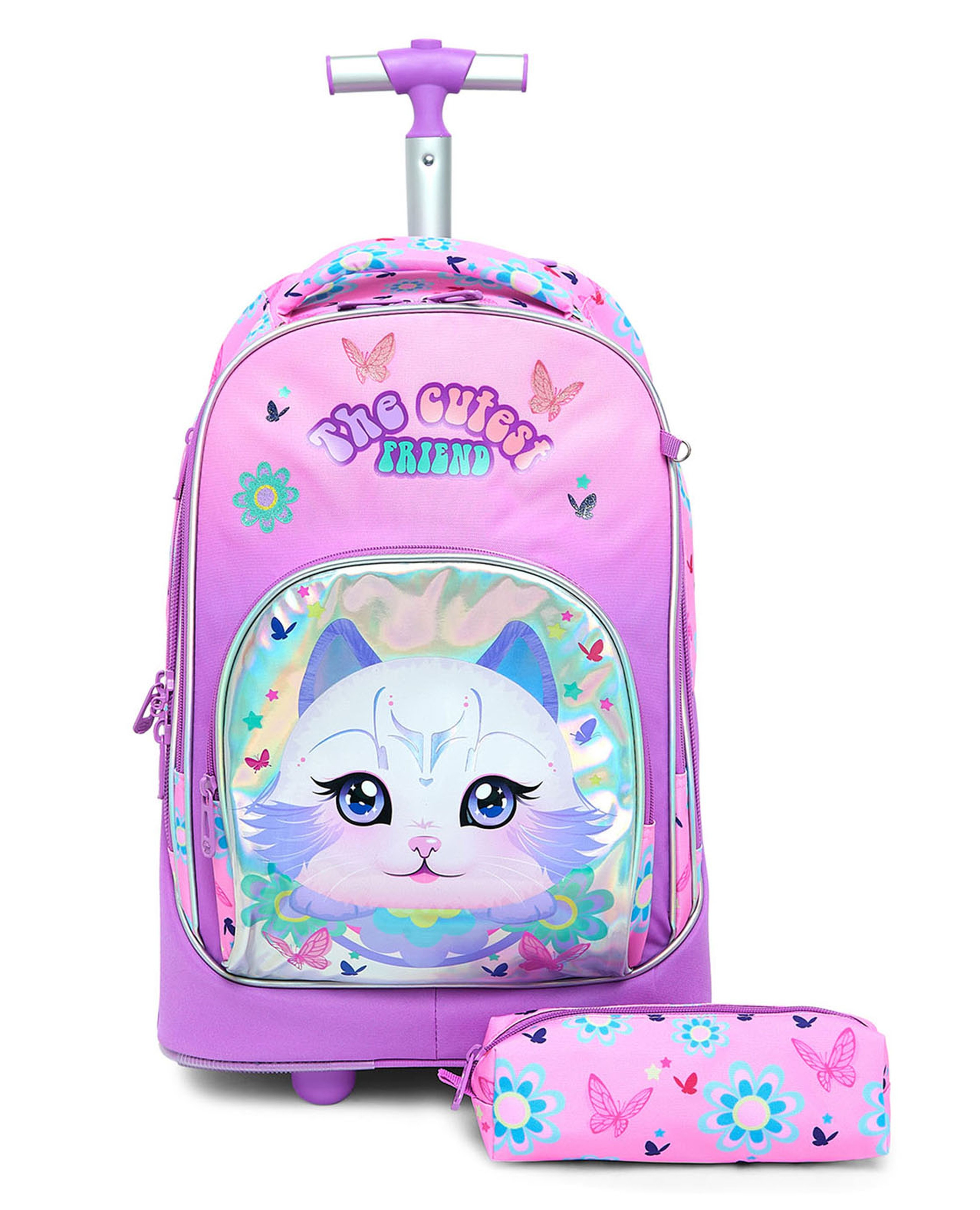 Printed Trolley Backpack with Pencil Pouch