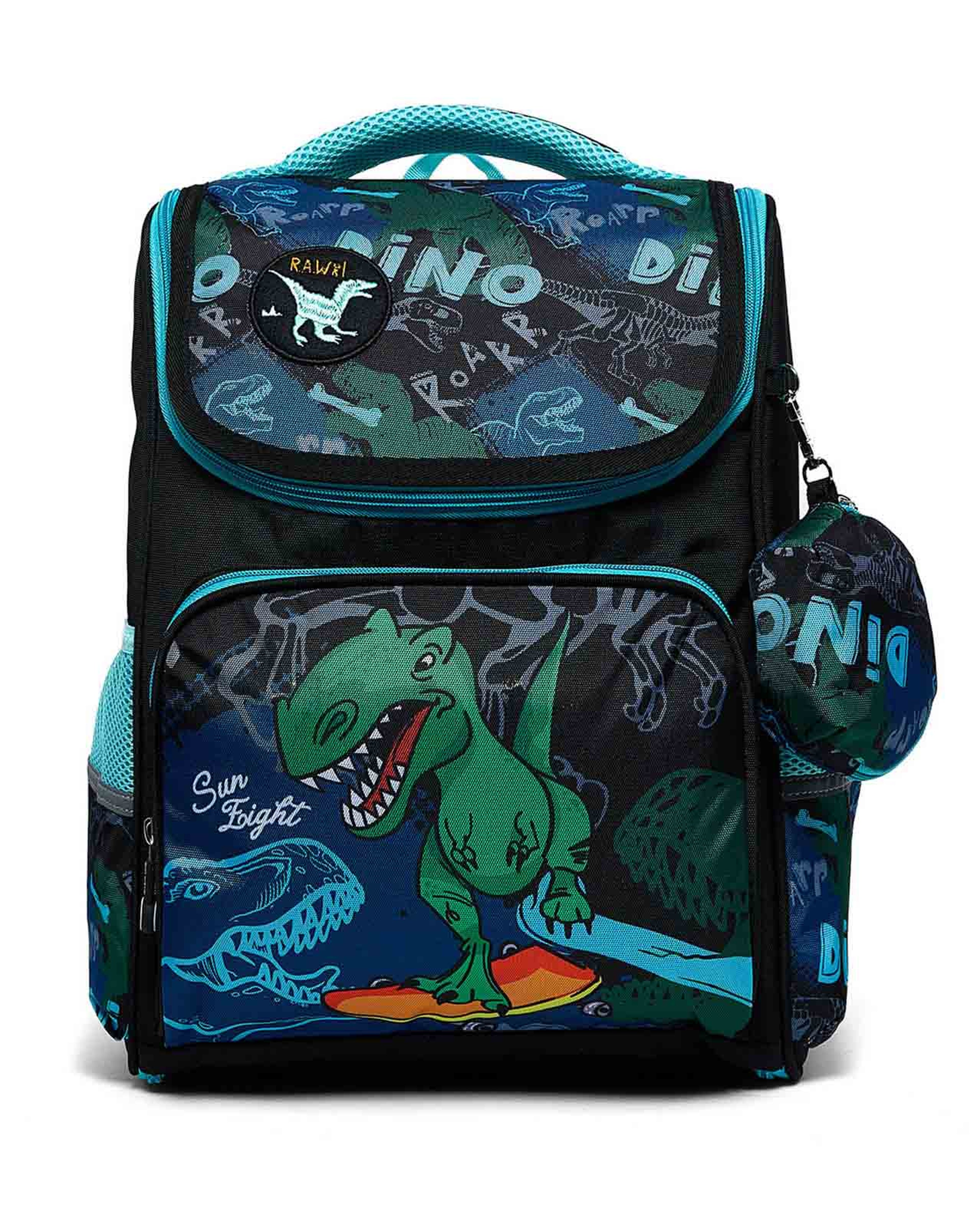 Dino Print Backpack With Pouch