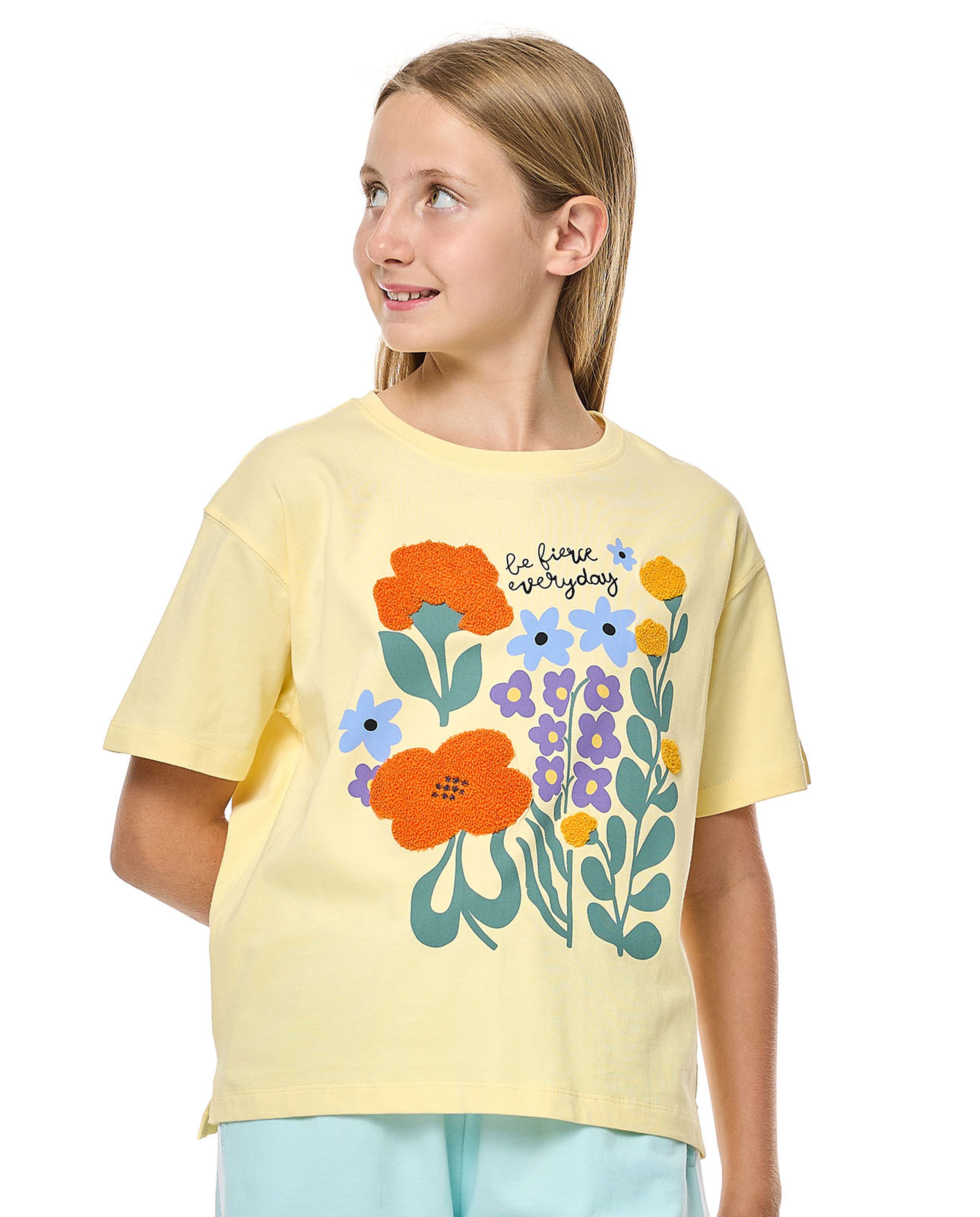 Embroidered T-Shirt With Crew Neck and Short Sleeves
