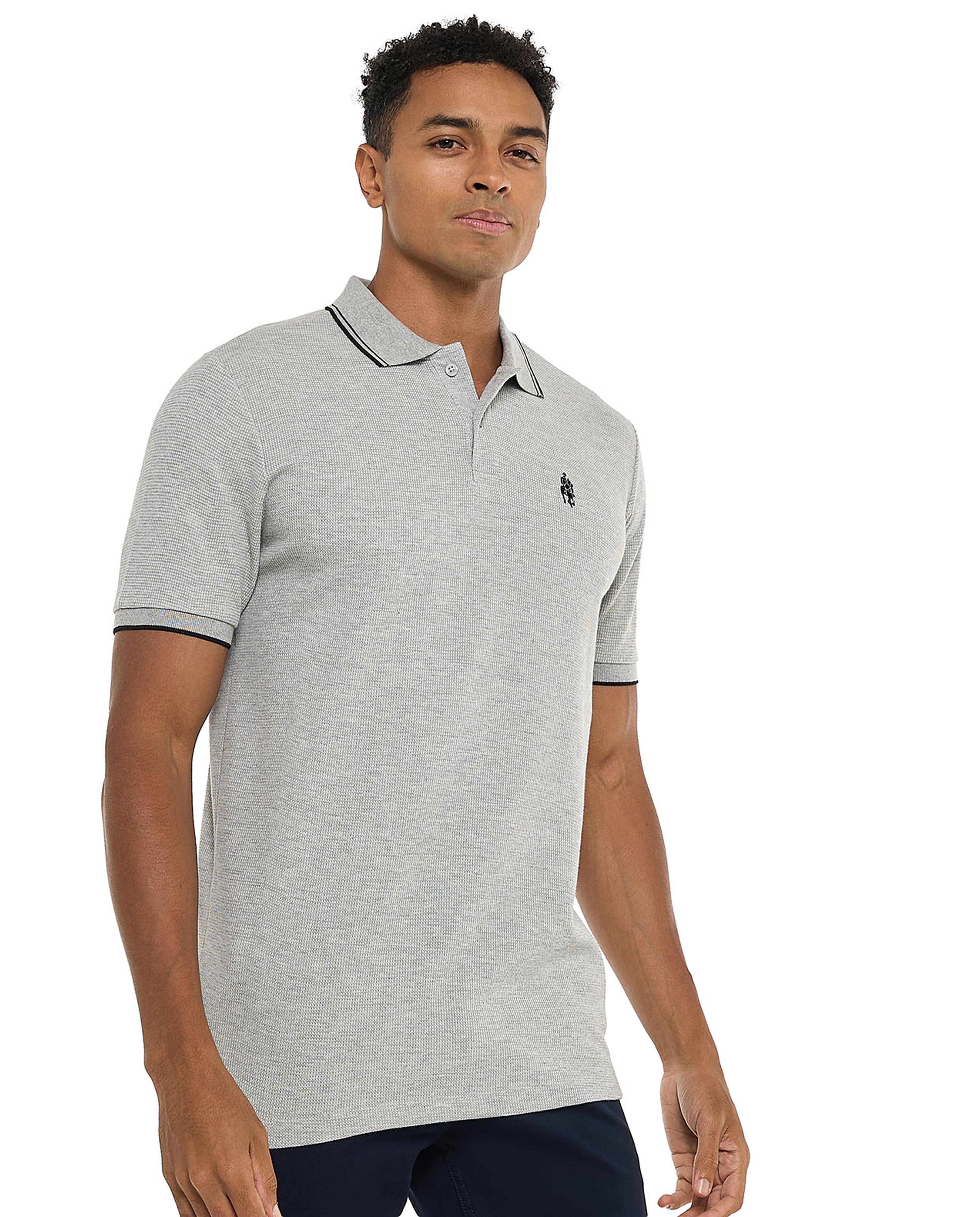Contrast Tipping Polo T-Shirt with Short Sleeves