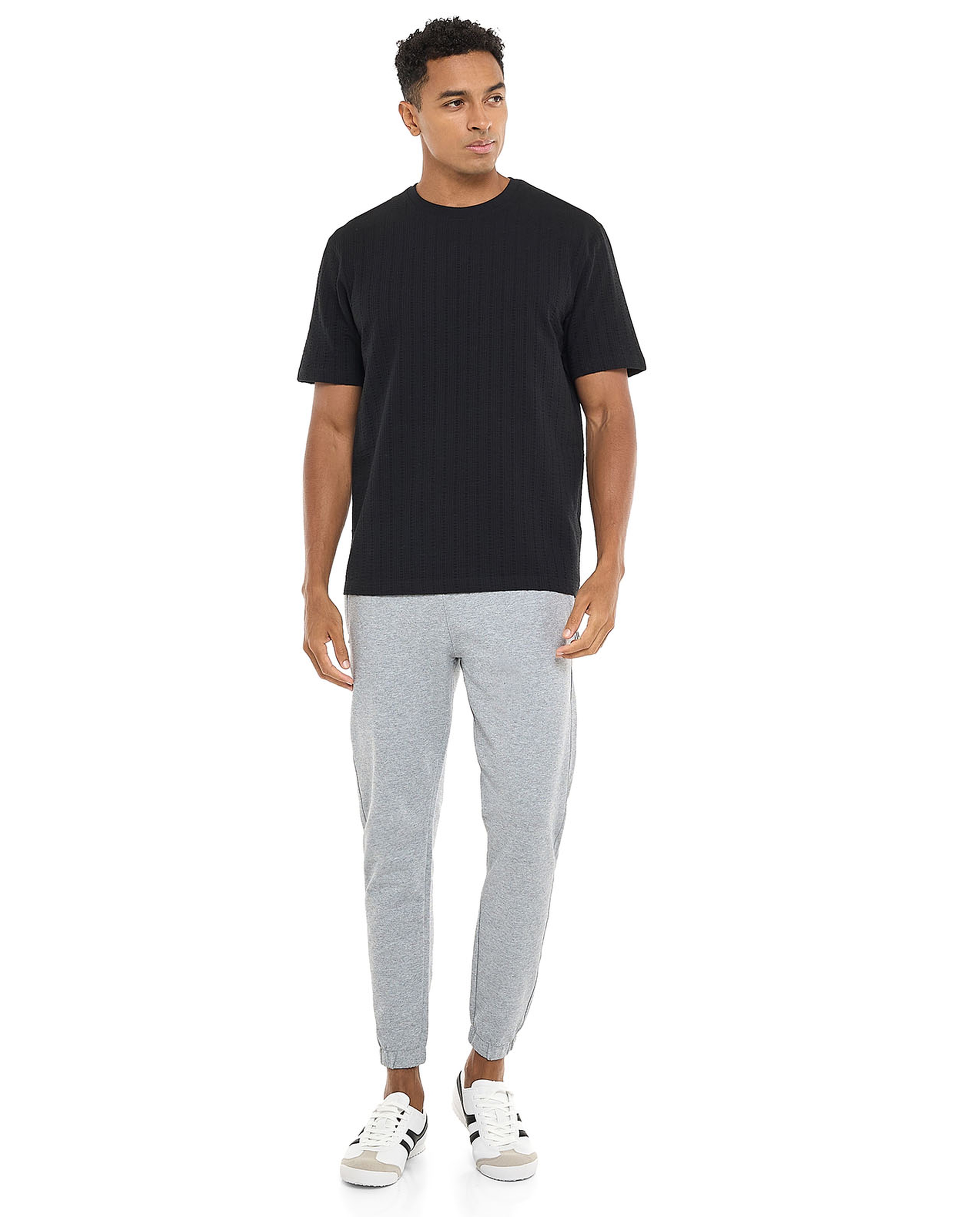 Textured T-Shirt with Crew Neck and Short Sleeves
