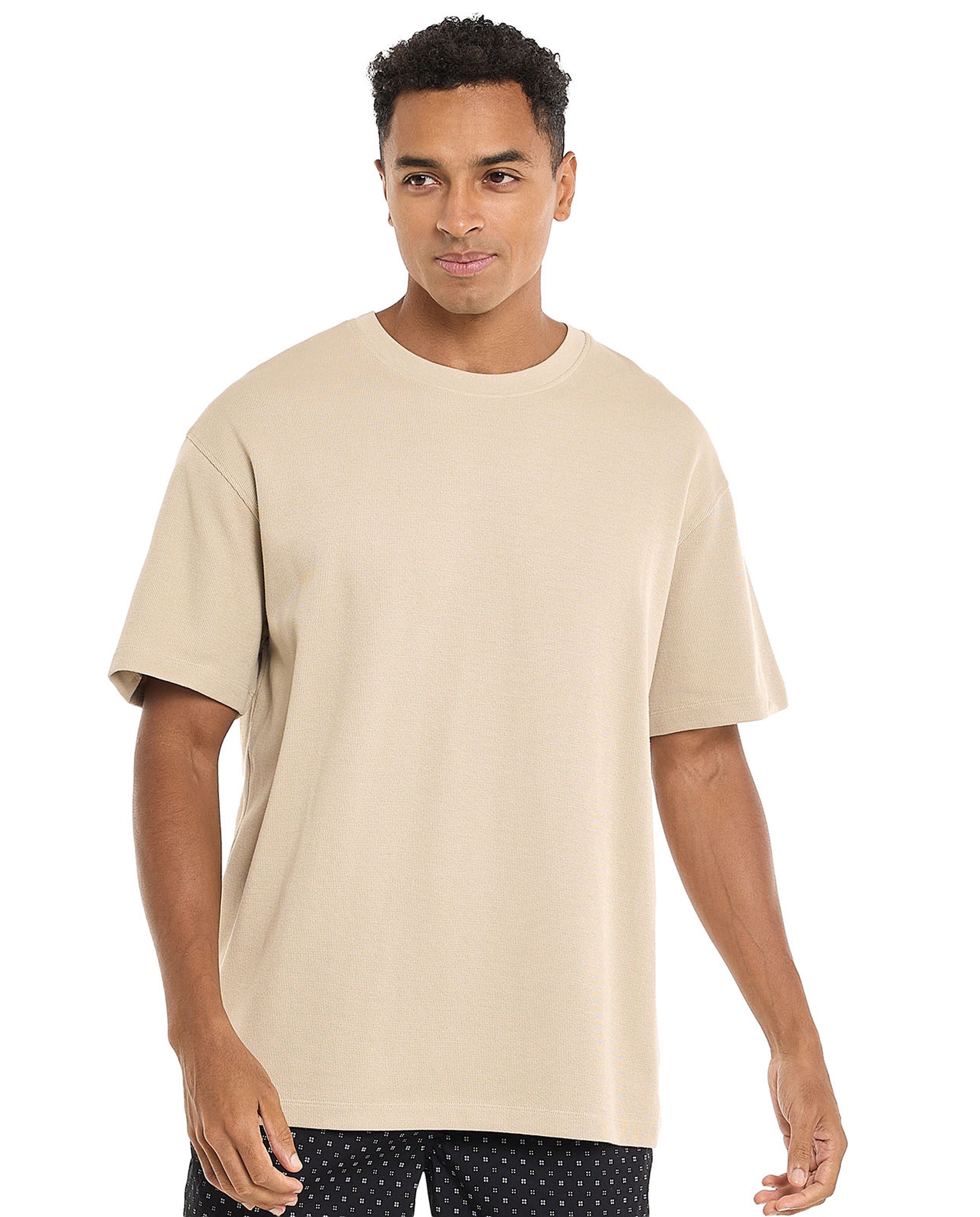 Textured T-Shirt with Crew Neck and Short Sleeves