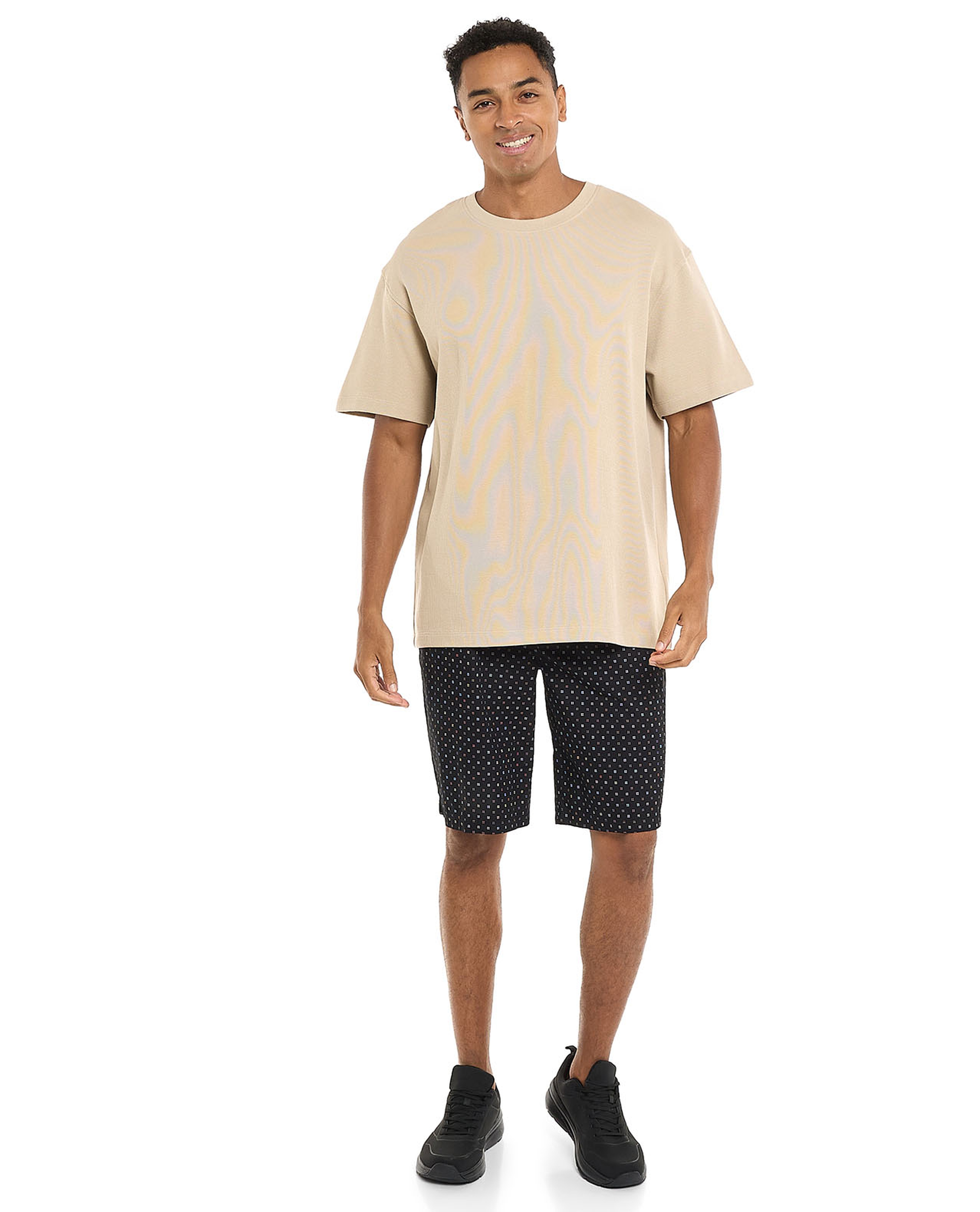Textured T-Shirt with Crew Neck and Short Sleeves