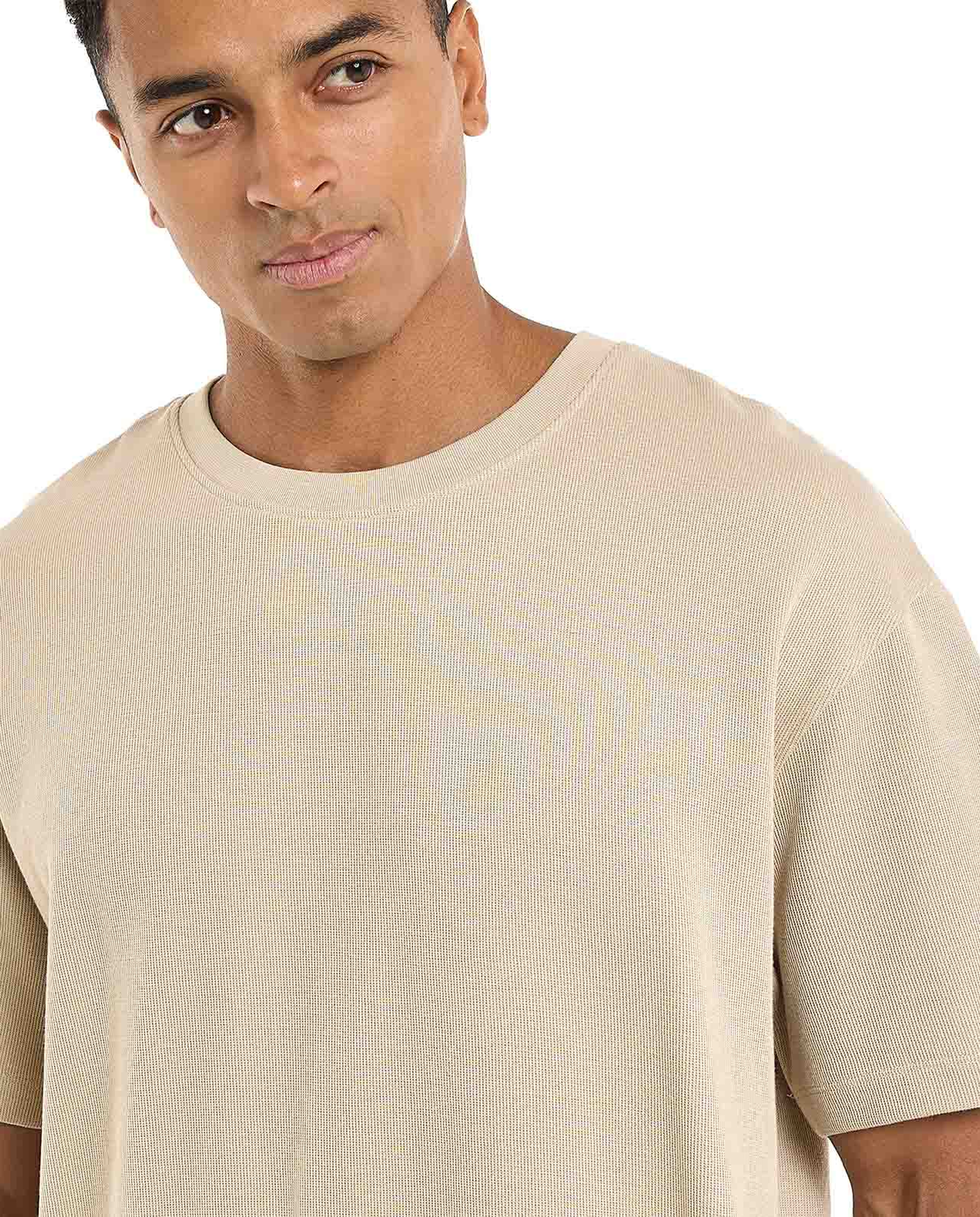 Textured T-Shirt with Crew Neck and Short Sleeves