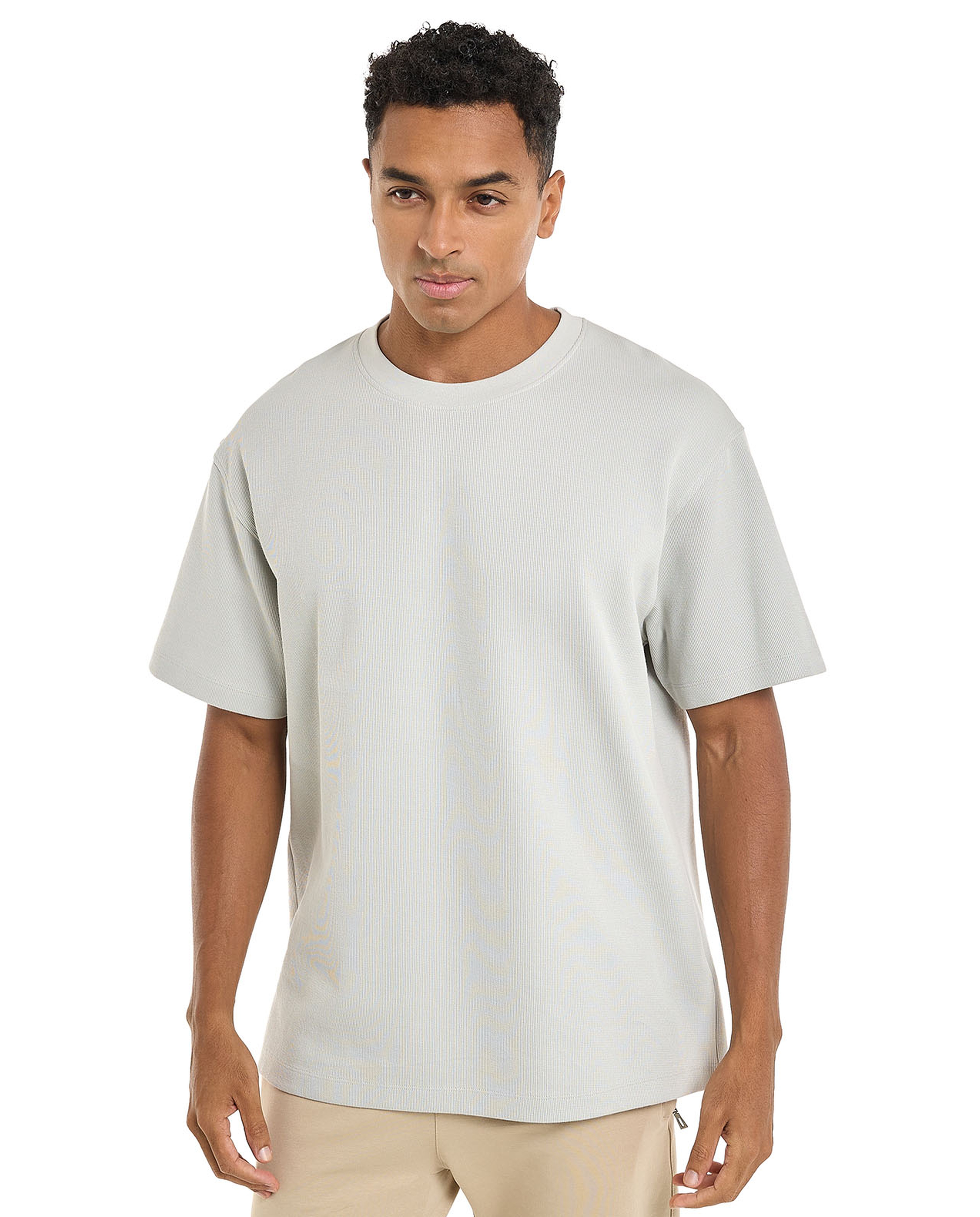 Textured T-Shirt with Crew Neck and Short Sleeves