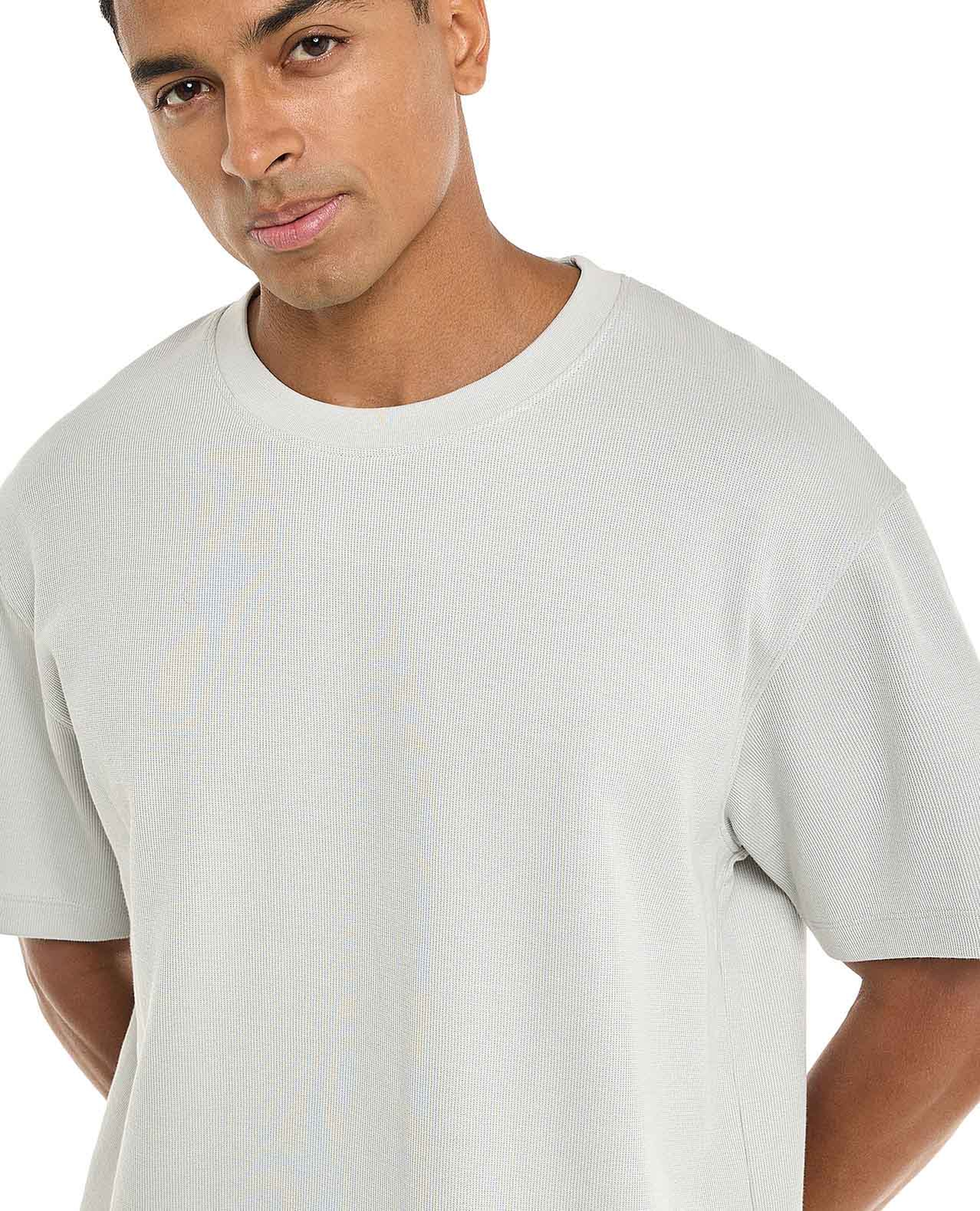 Textured T-Shirt with Crew Neck and Short Sleeves