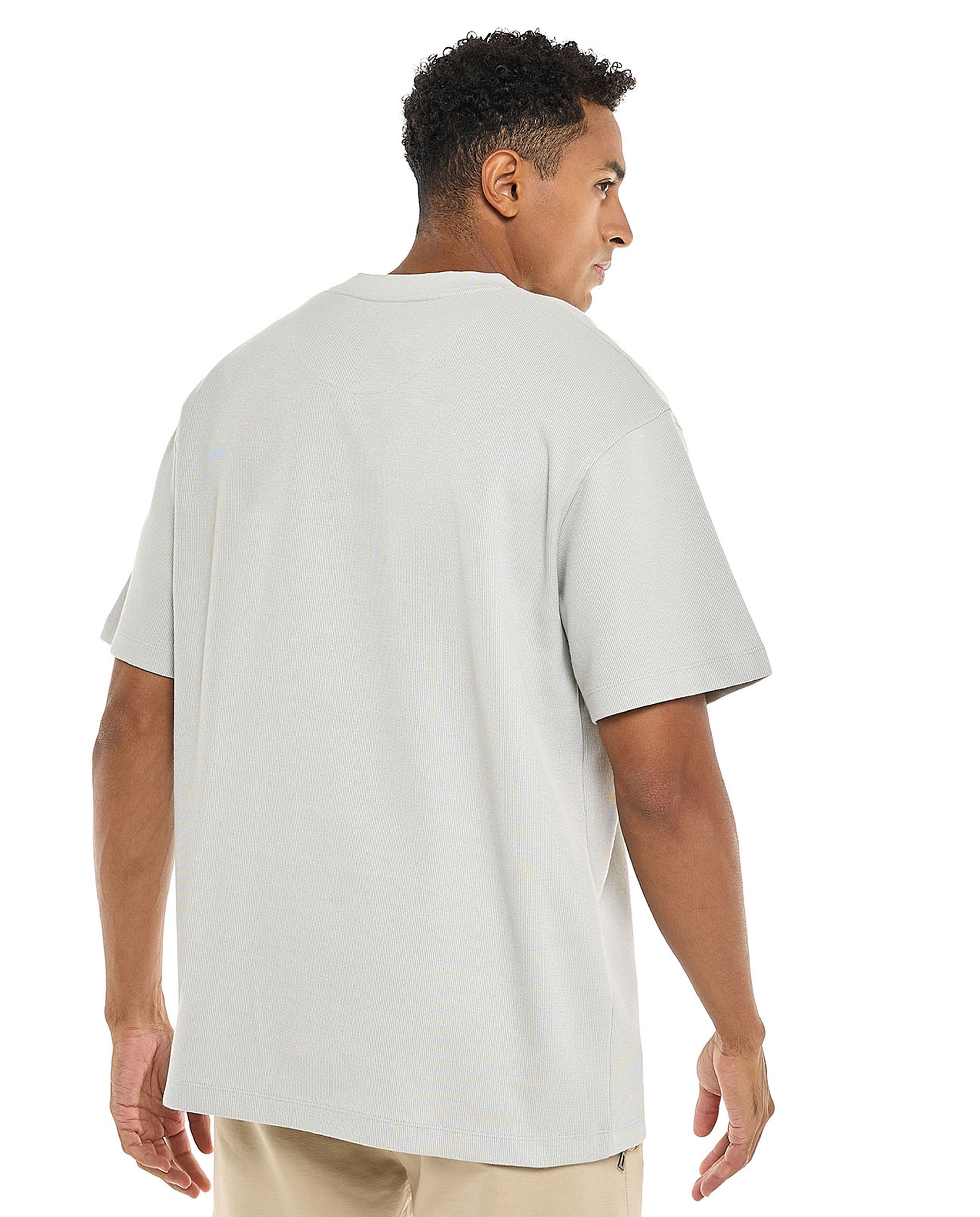 Textured T-Shirt with Crew Neck and Short Sleeves