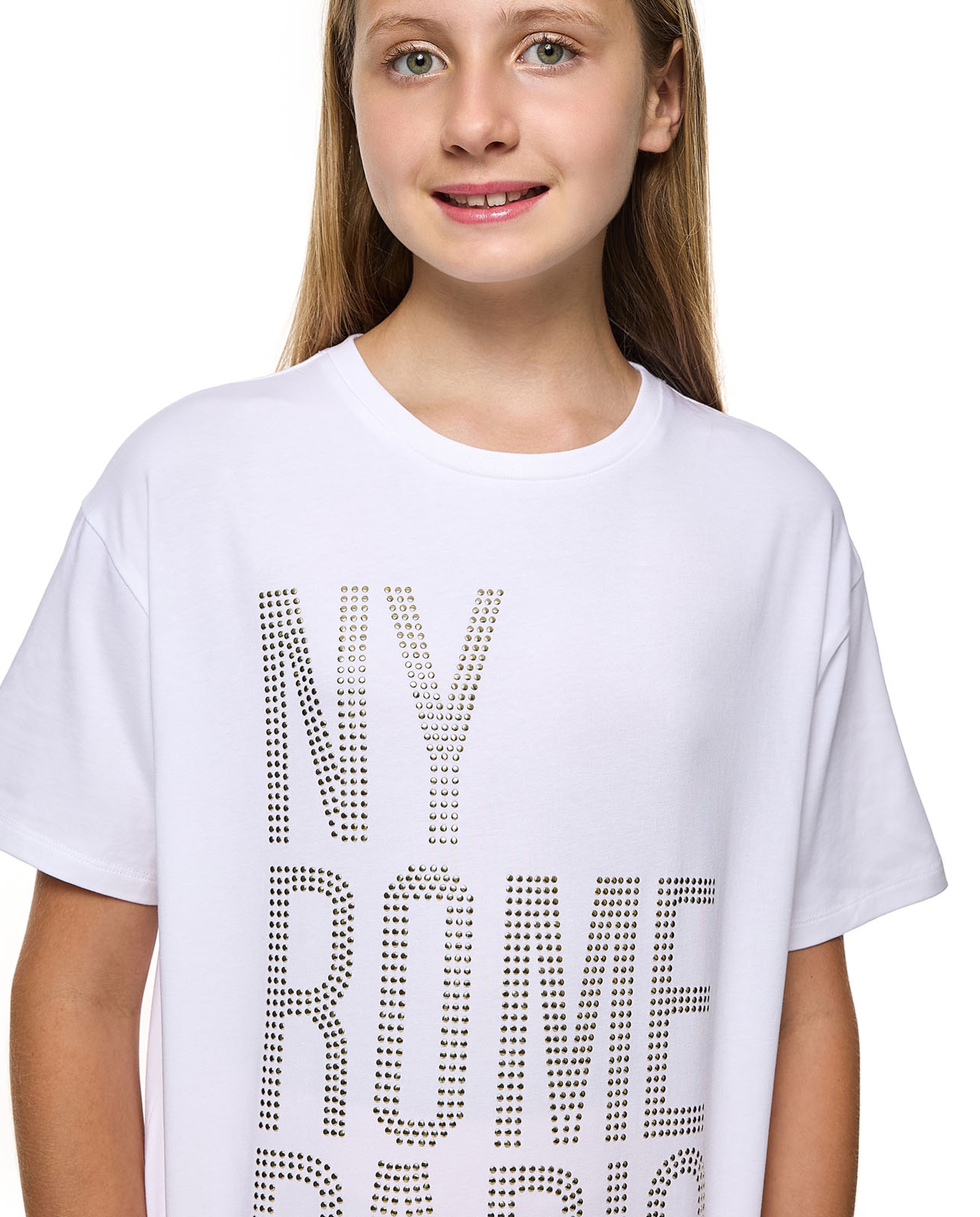 Studded T-Shirt With Crew Neck and Short Sleeves