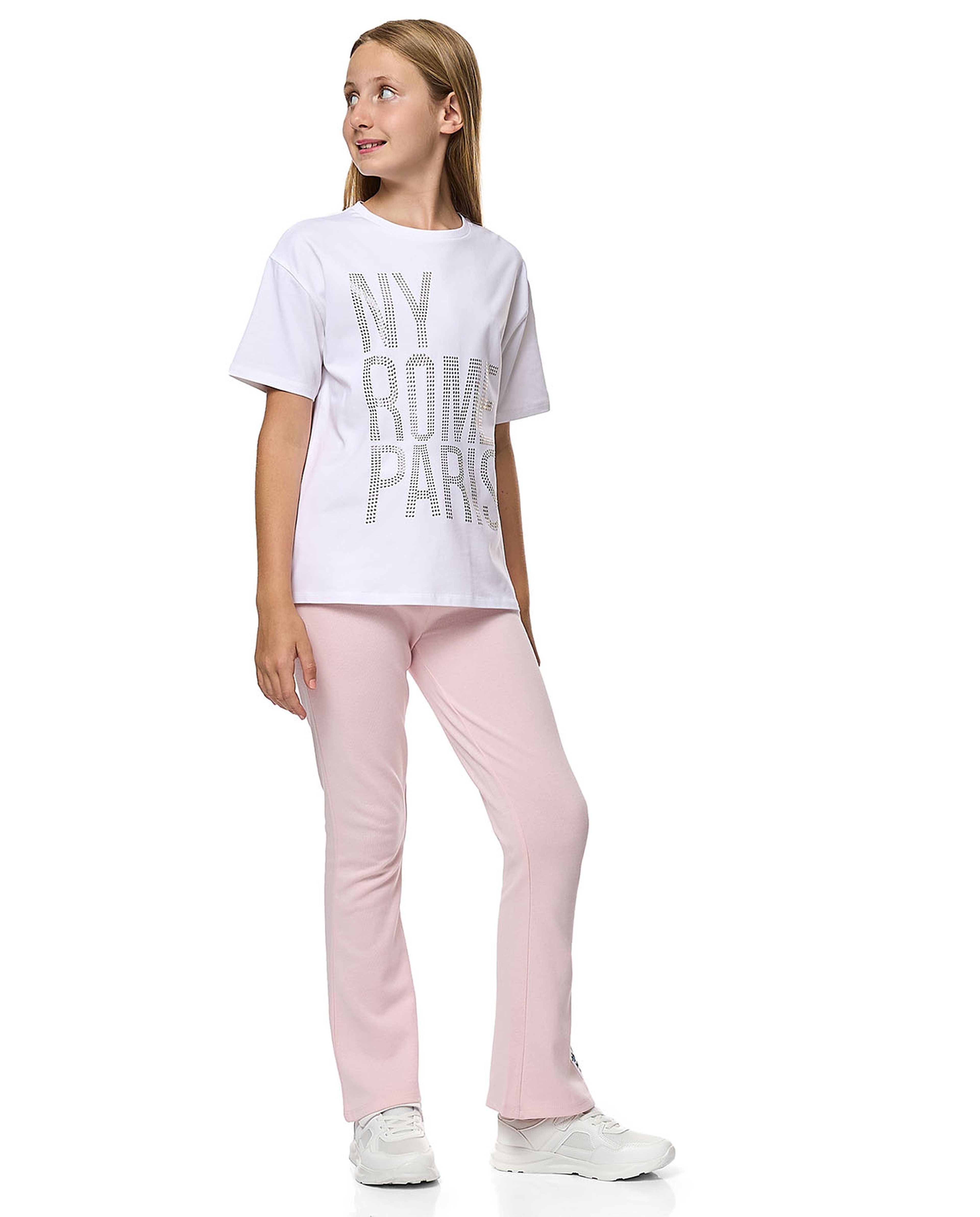 Studded T-Shirt With Crew Neck and Short Sleeves