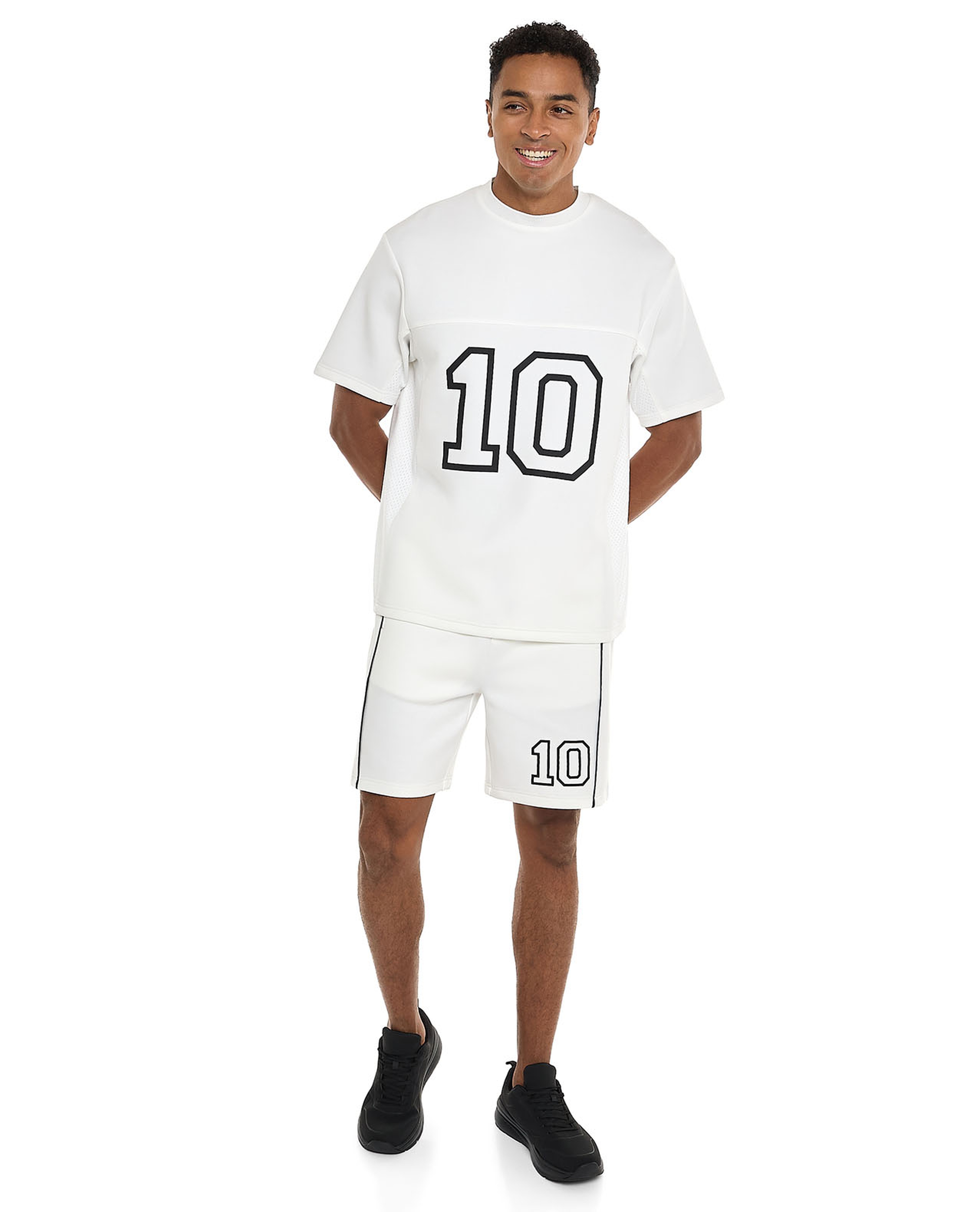 Printed Active T-Shirt with V-Neck and Short Sleeves