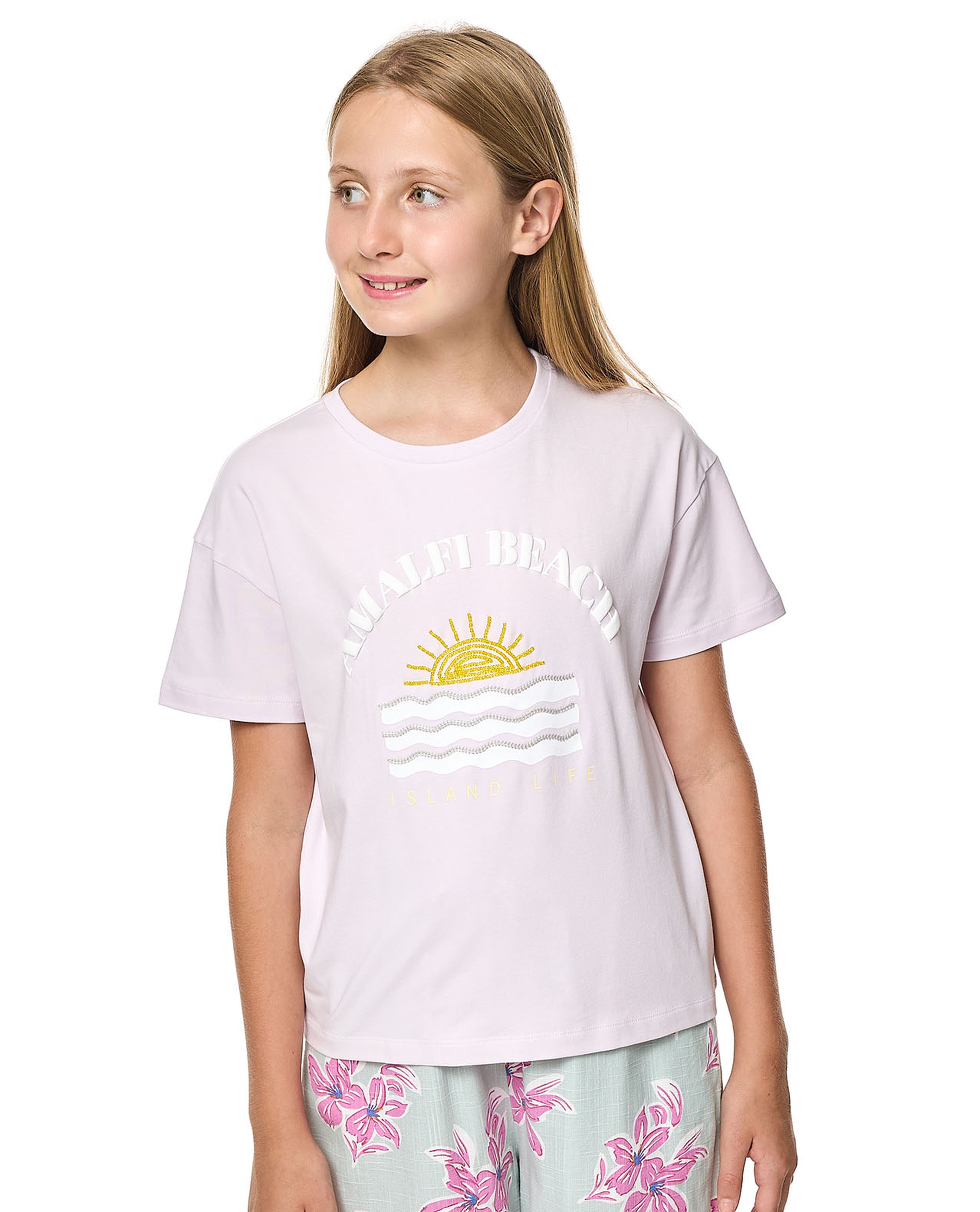 Embroidered T-Shirt With Crew Neck and Short Sleeves