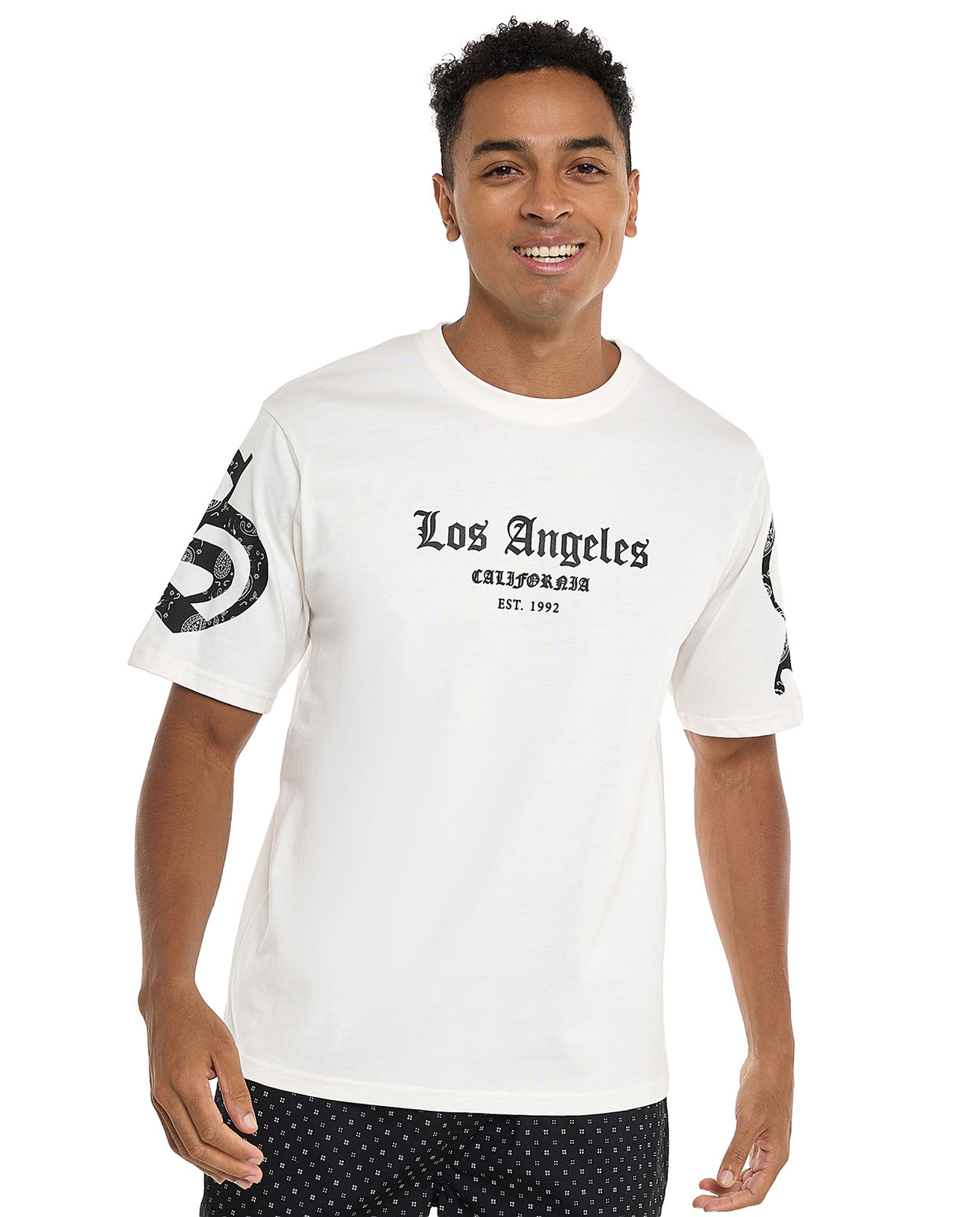 Typography Print T-Shirt with Crew Neck and Short Sleeves