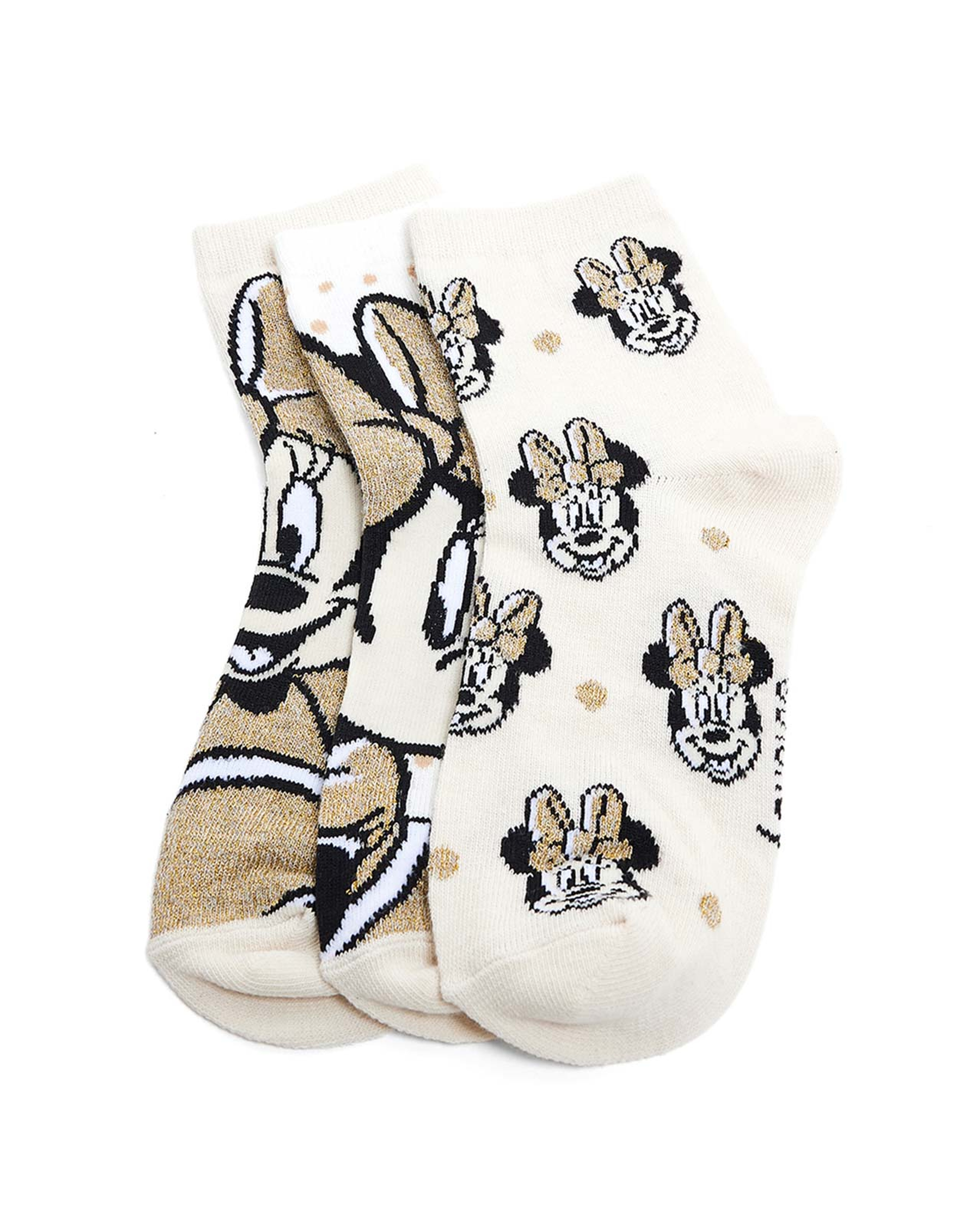 3 Pack Minnie Mouse Print Ankle Socks