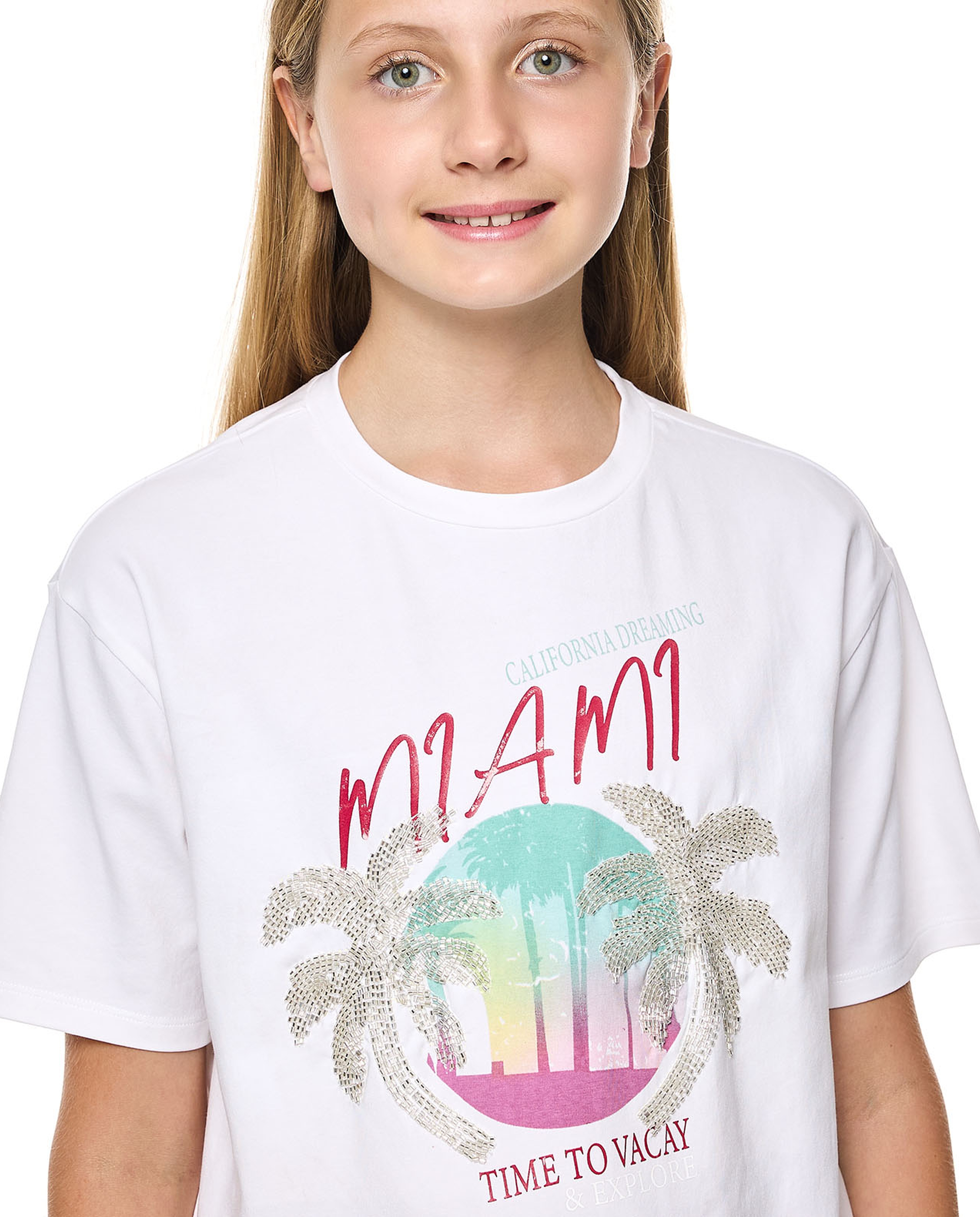 Embellished T-Shirt With Crew Neck and Short Sleeves