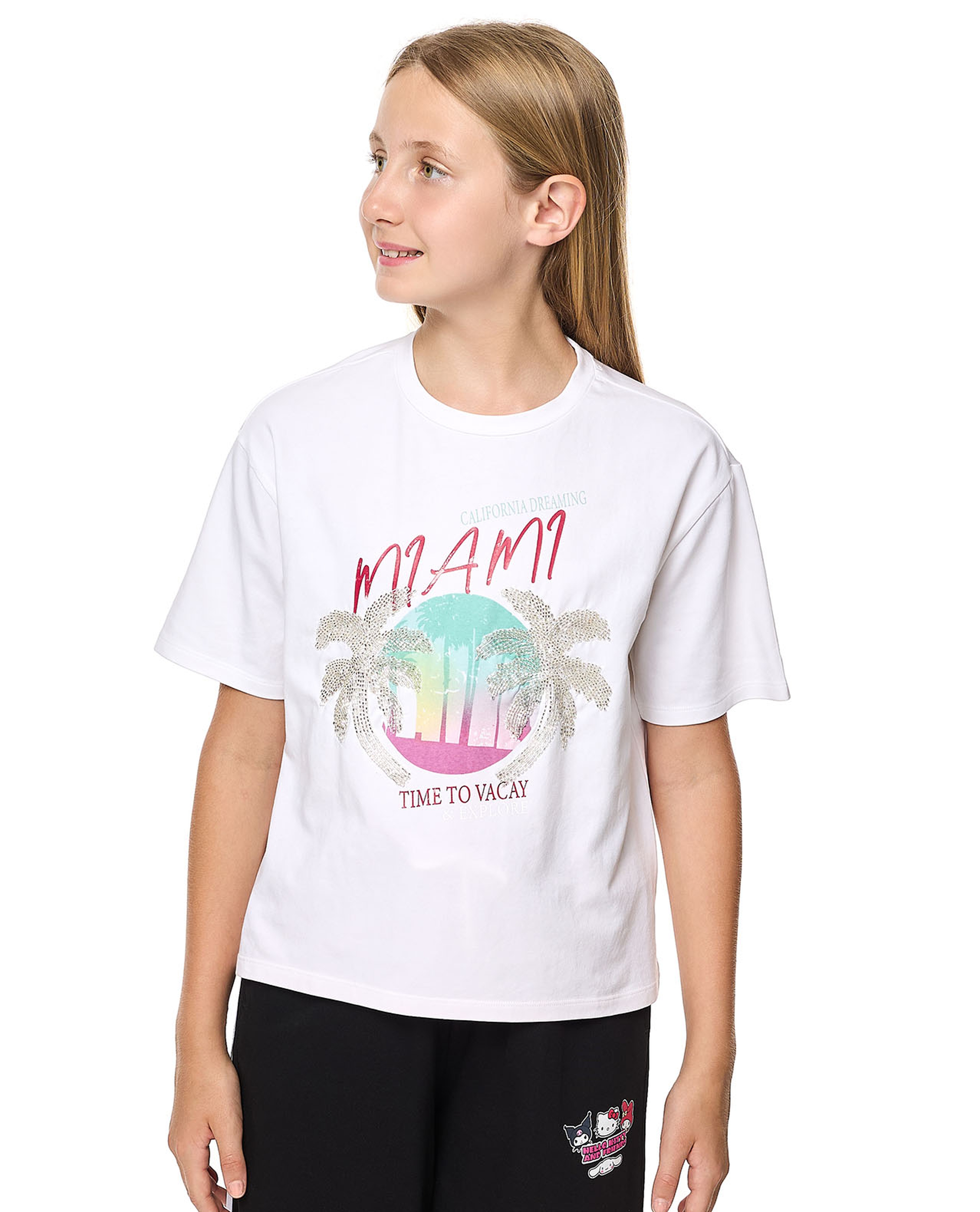 Embellished T-Shirt With Crew Neck and Short Sleeves