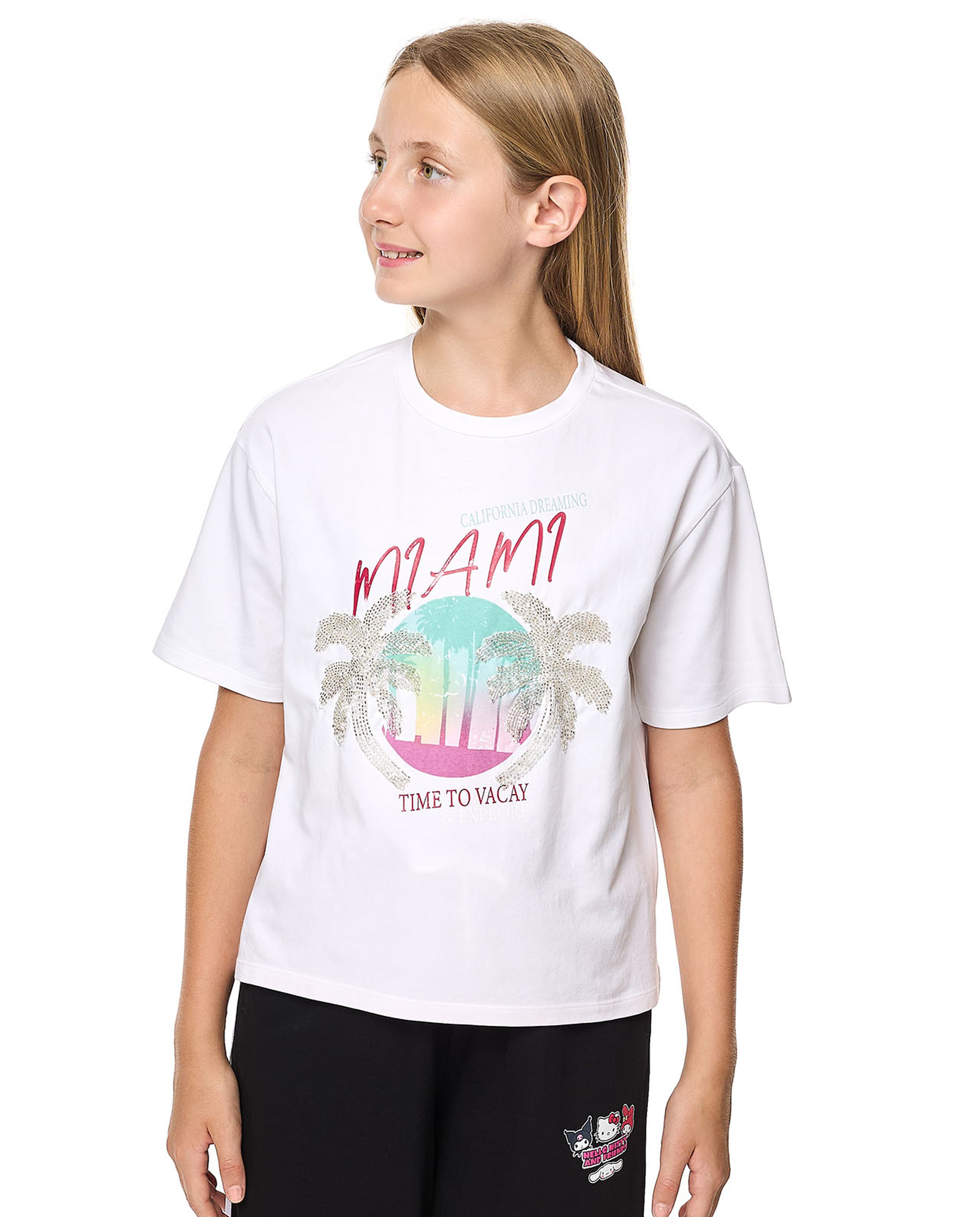 Embellished T-Shirt With Crew Neck and Short Sleeves