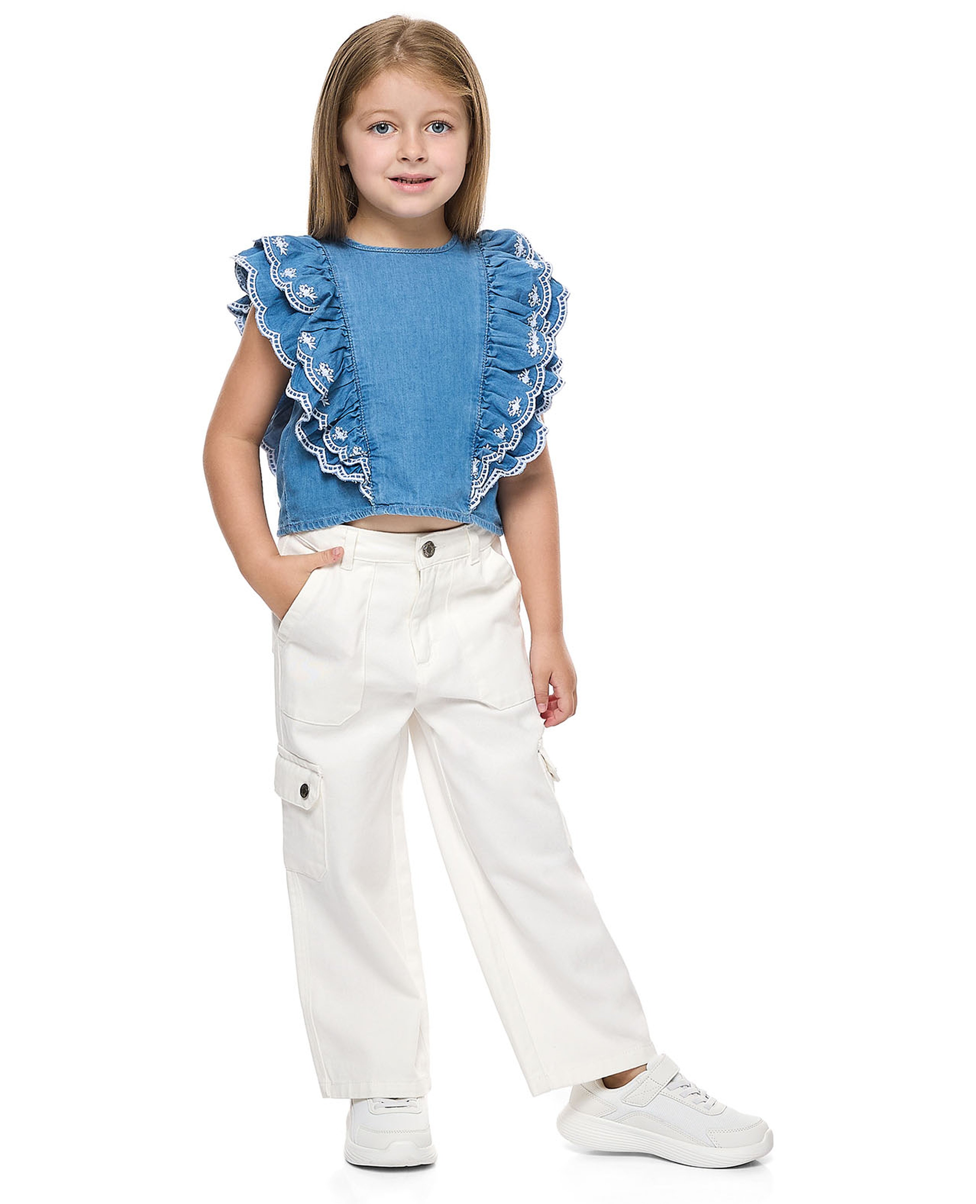 Solid Cargo Pants with Button Closure