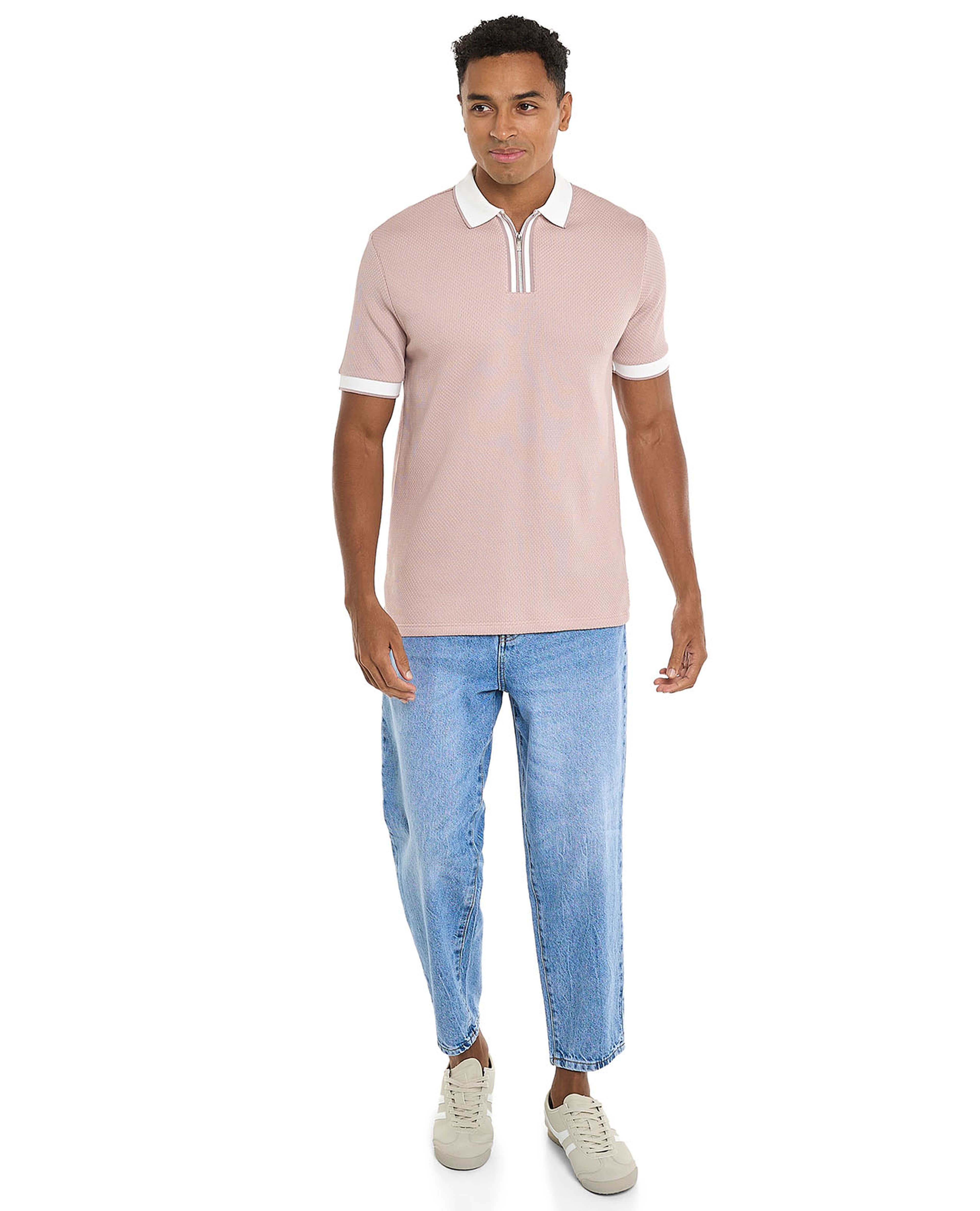 Contrast Tipping Polo T-Shirt with Short Sleeves