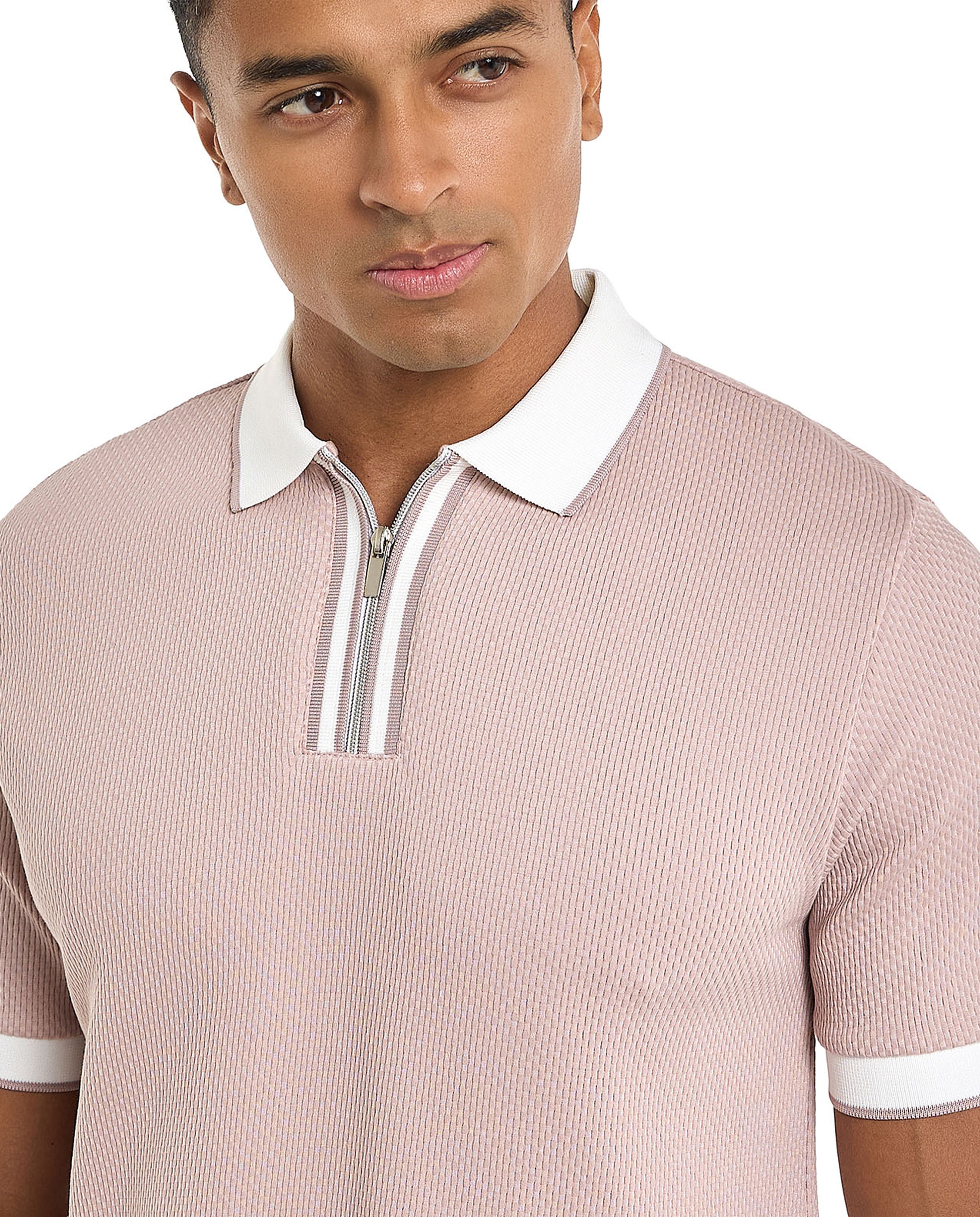 Contrast Tipping Polo T-Shirt with Short Sleeves