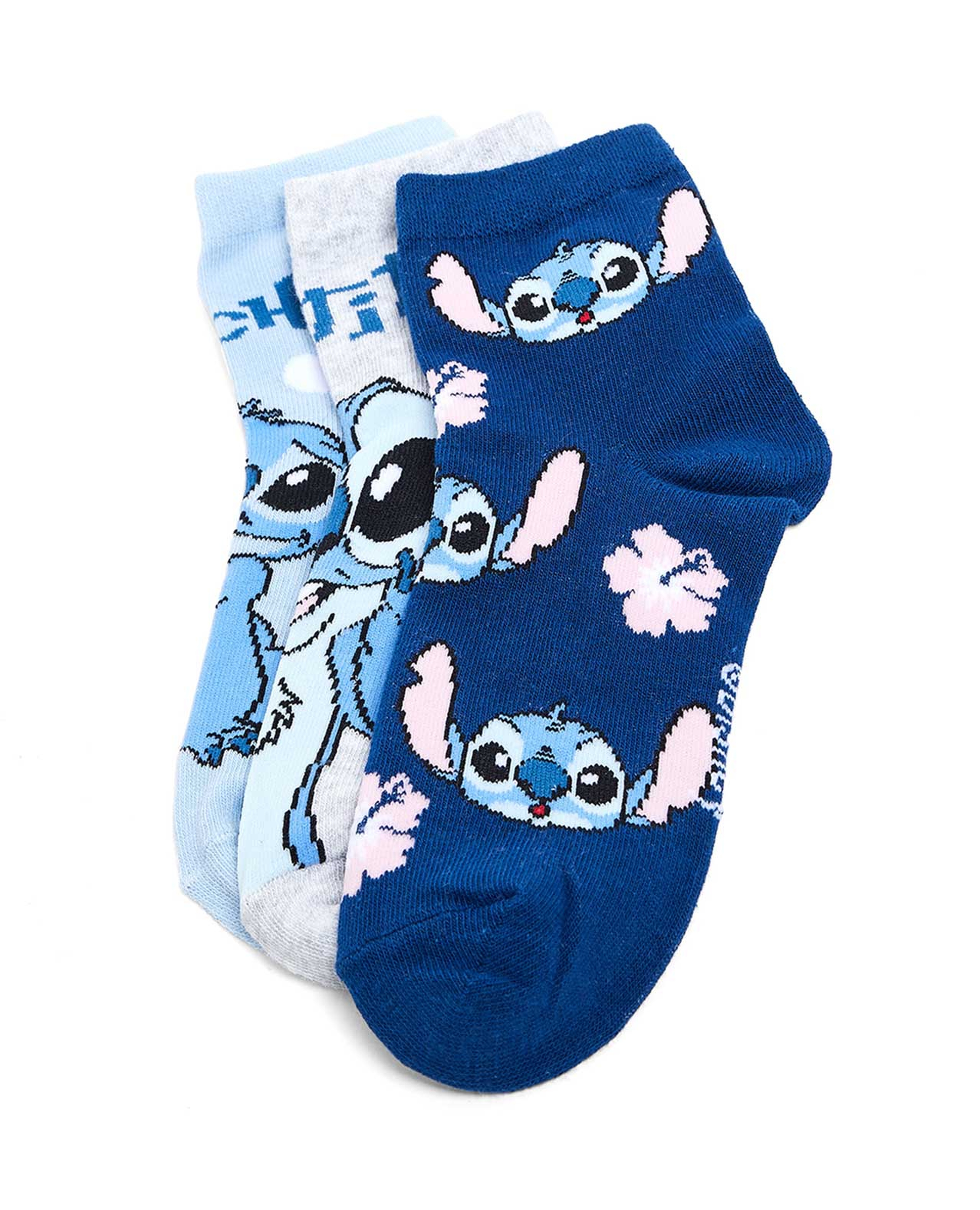 3 Pack Stitch Print Ankle Socks