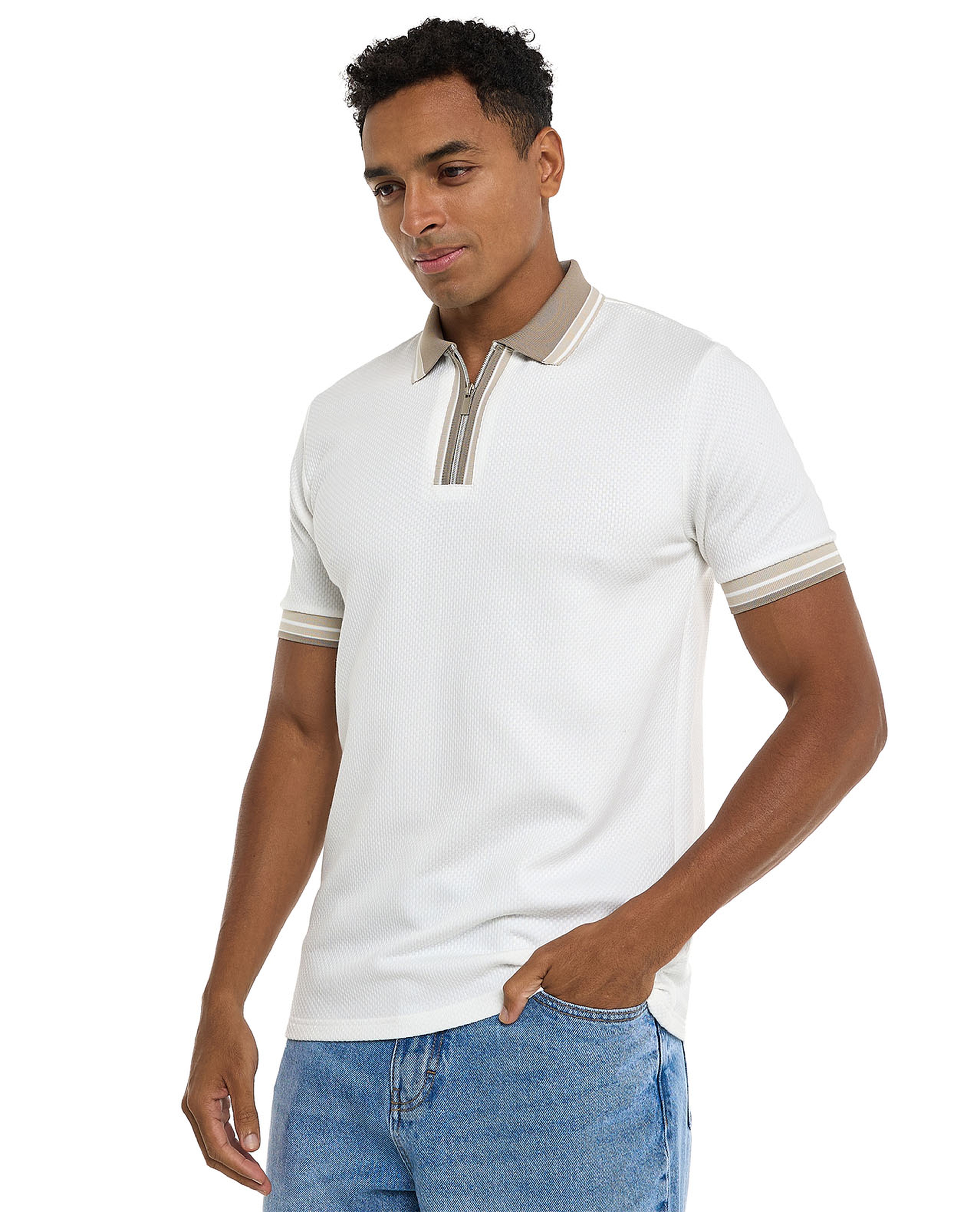 Contrast Tipping Polo T-Shirt with Short Sleeves